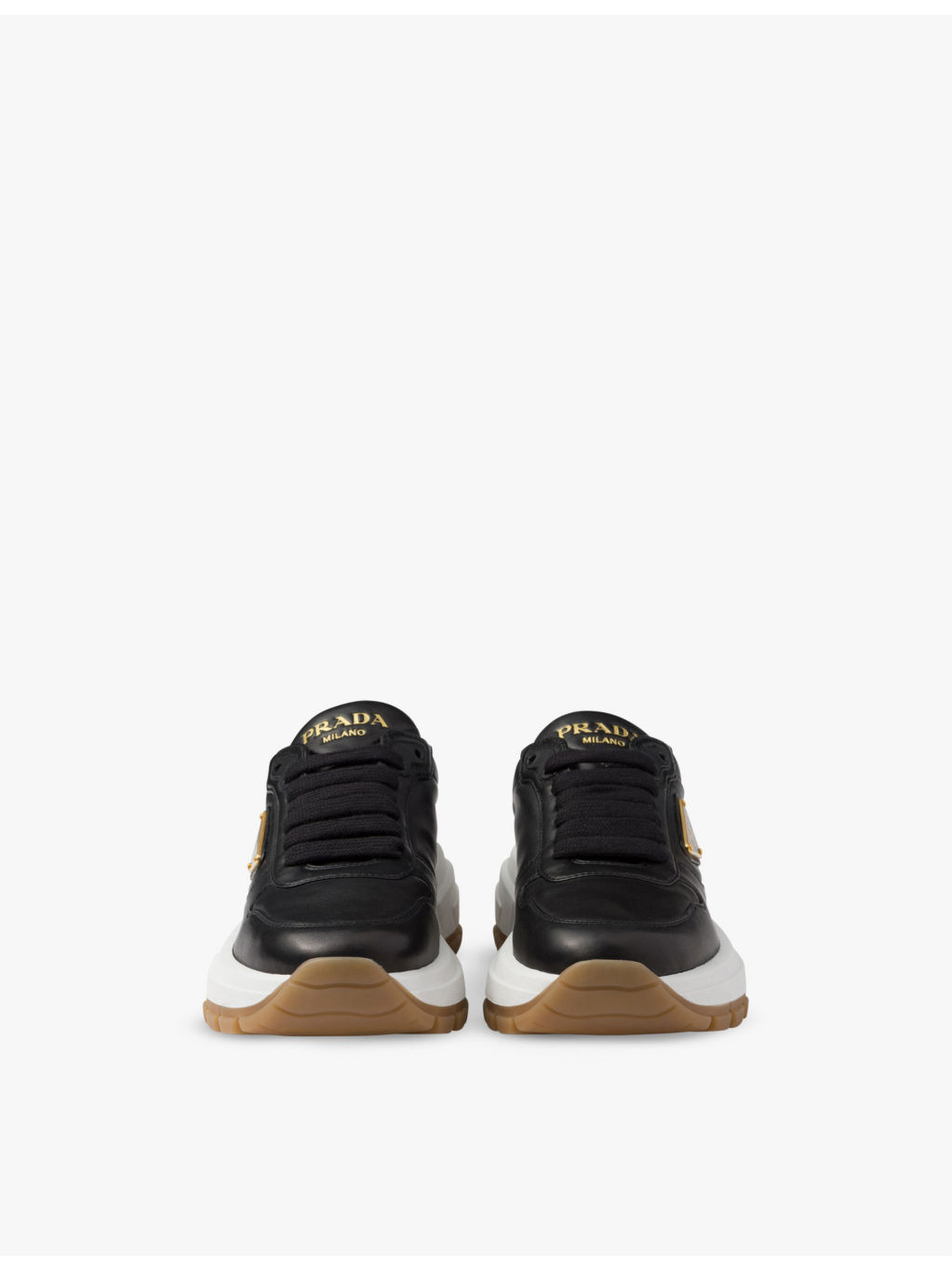 Brand-plaque leather low-top trainers - 5