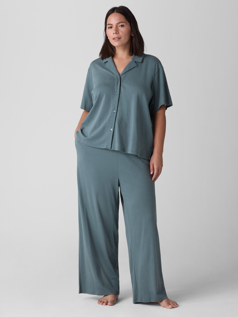 Organic Cotton Interlock Notch Collar Sleep Shirt 6
