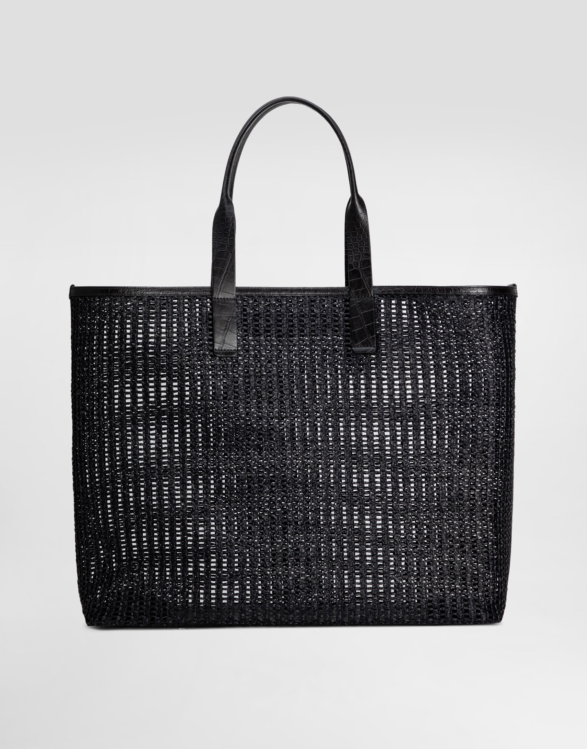 Woven mesh and calfskin shopper - 4
