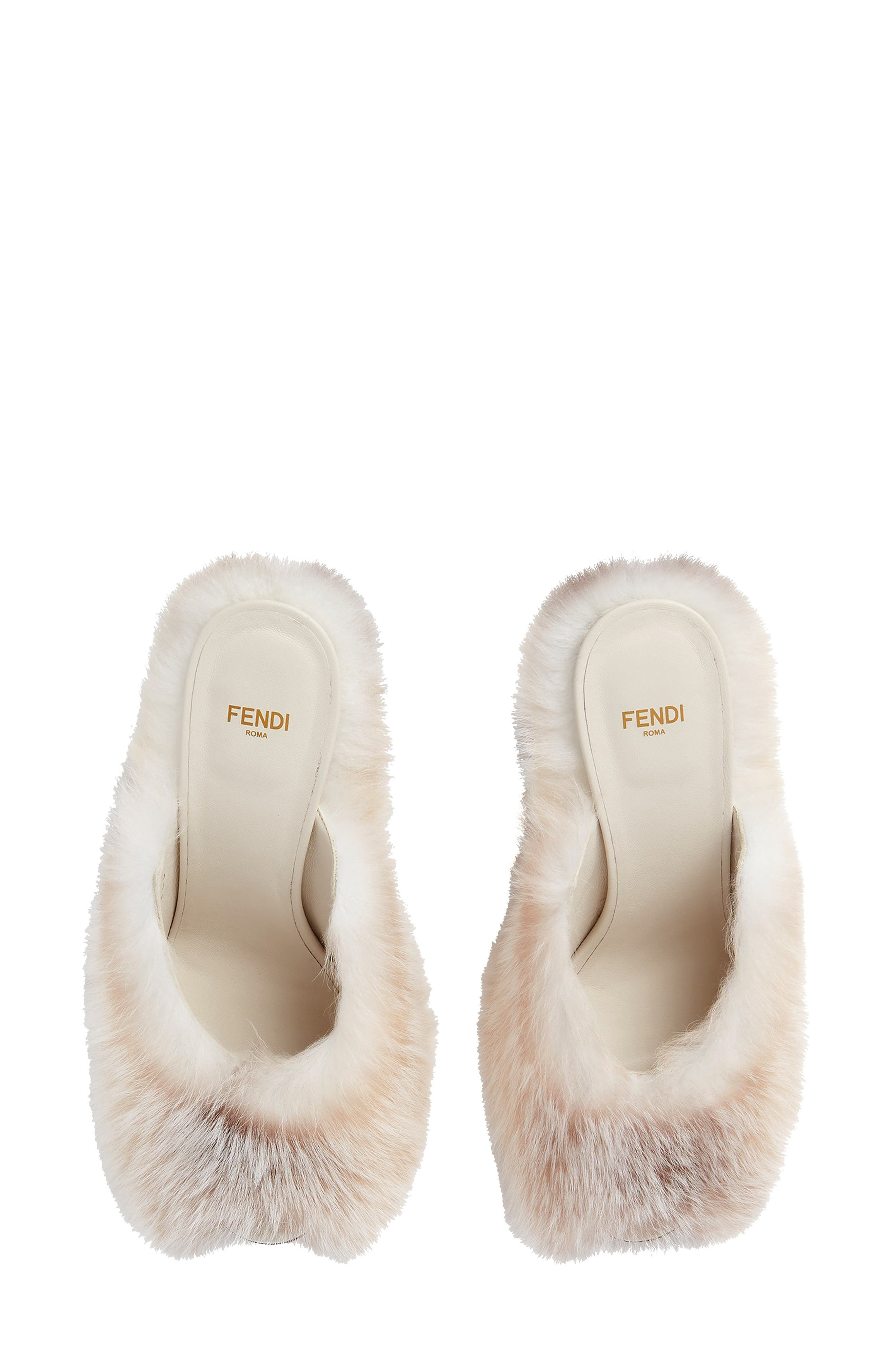 Fendi Acro Genuine Shearling Wedge Mule Sandal in Fawn Light at Nordstrom - 3