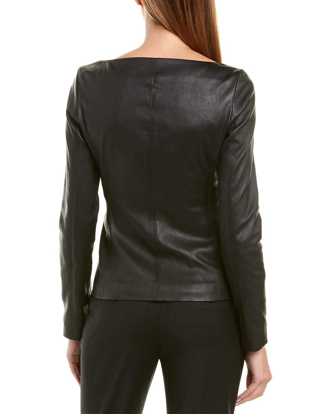 Theory Fitted Leather Wrap Jacket - 2