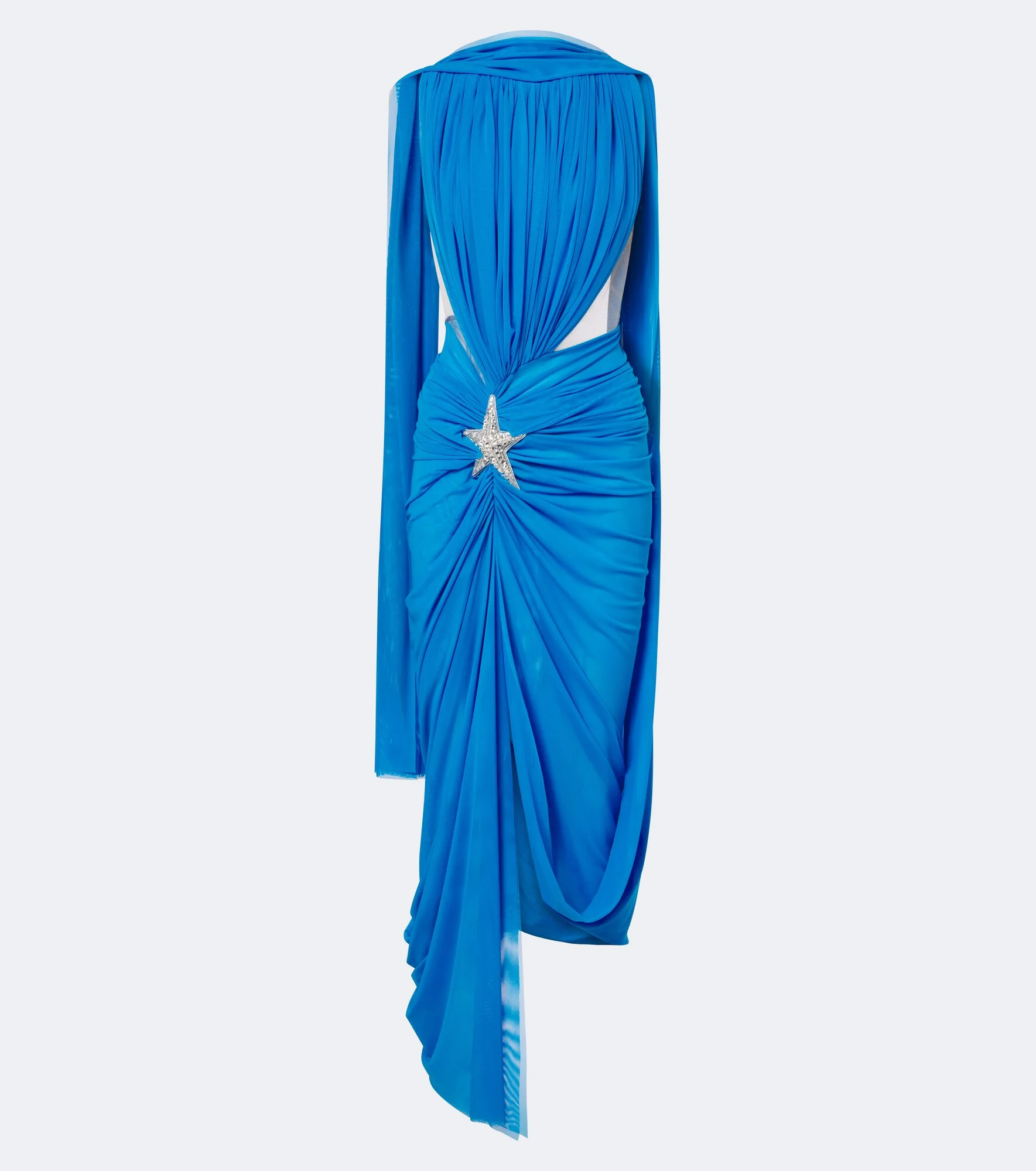 Draped embellished tulle midi dress - 1
