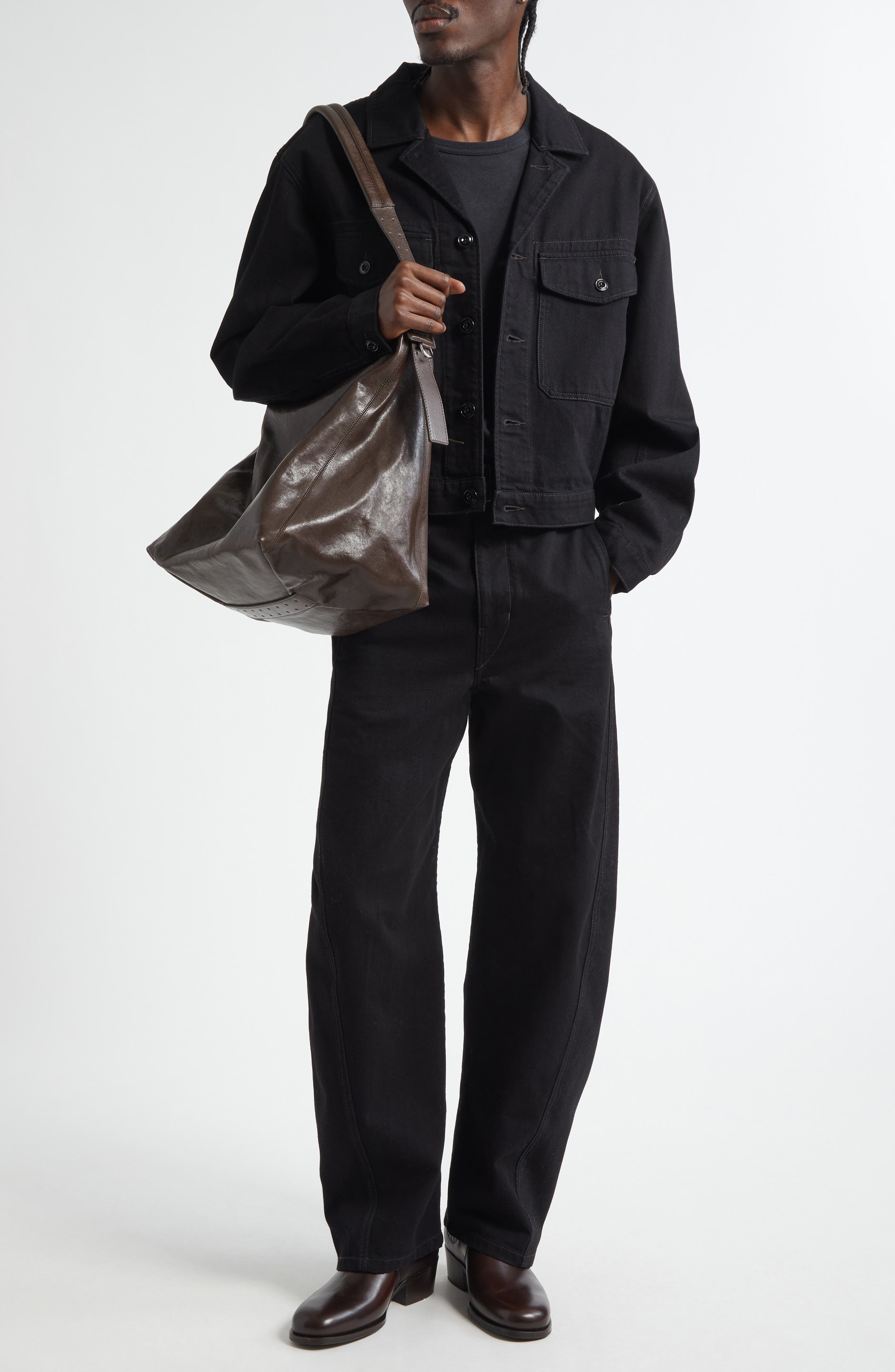 Lemaire Twisted Seam Belted Barrel Leg Jeans in Black at Nordstrom - 2