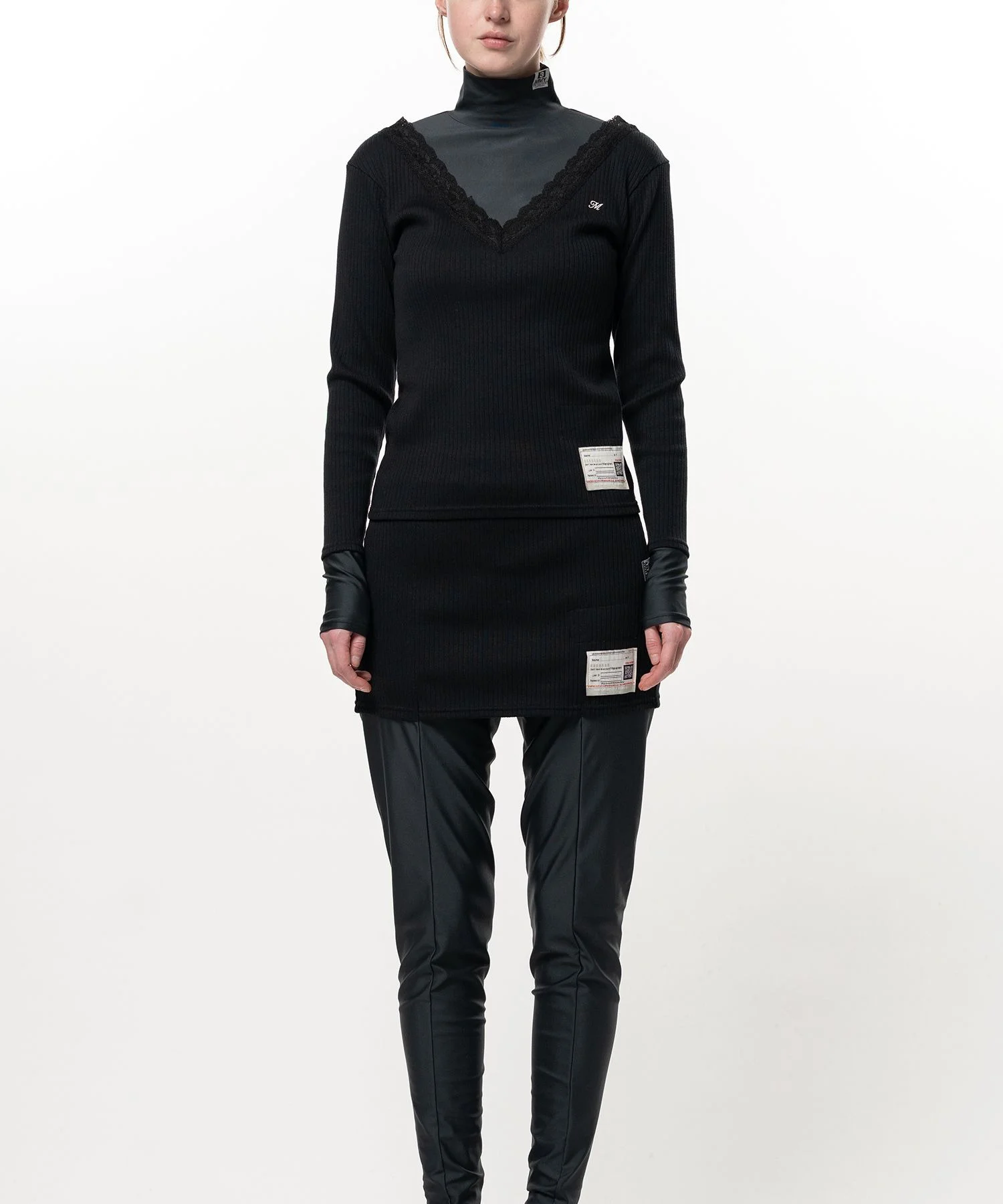 High Neck Layered Knit Pullover - 1