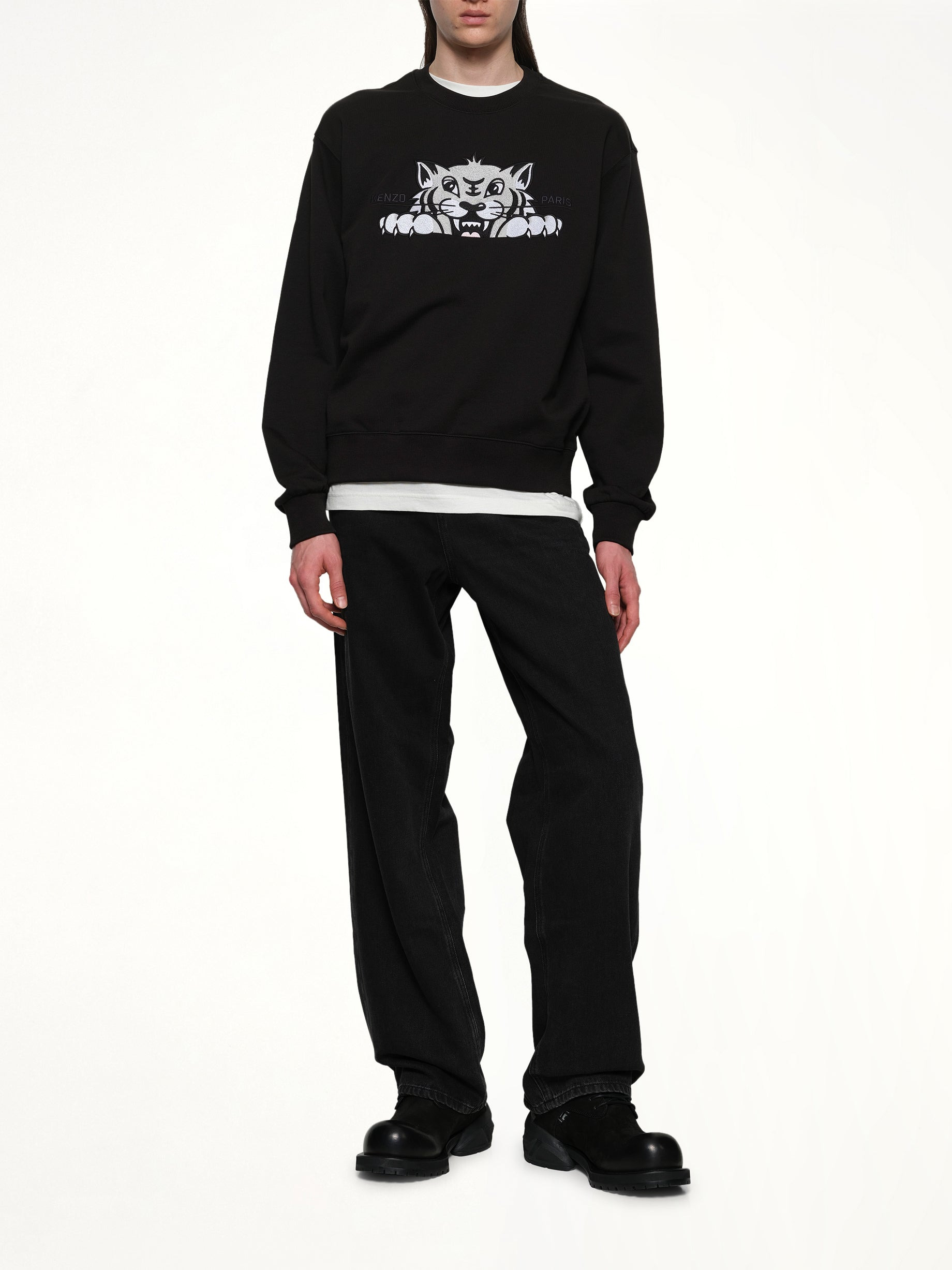 Kenzo Happy Tiger Embroidered Classic Sweatshirt in Black - 4