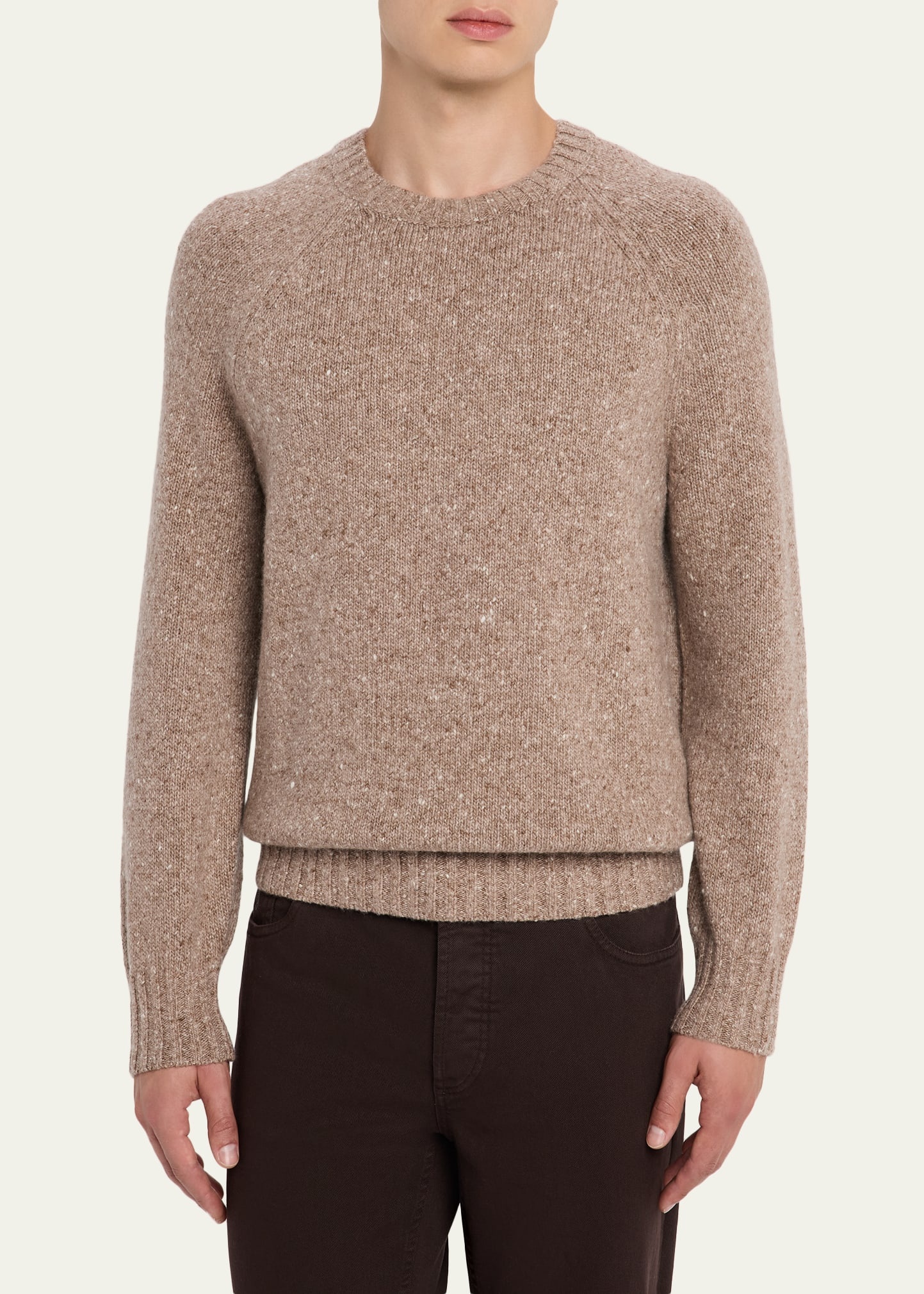 Men's Cashmere Donegal Crewneck Sweater - 4