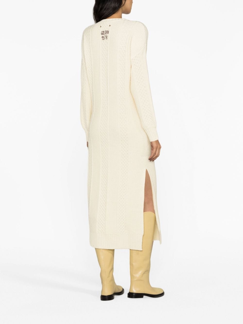 cable-knit crew neck dress - 3