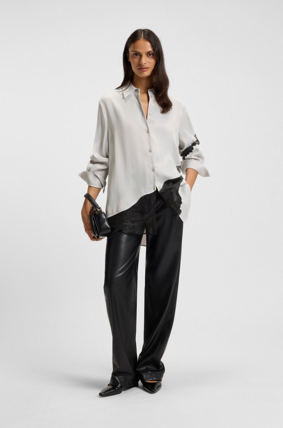 REGULAR-FIT BLOUSE WITH LACE DETAILS - 3