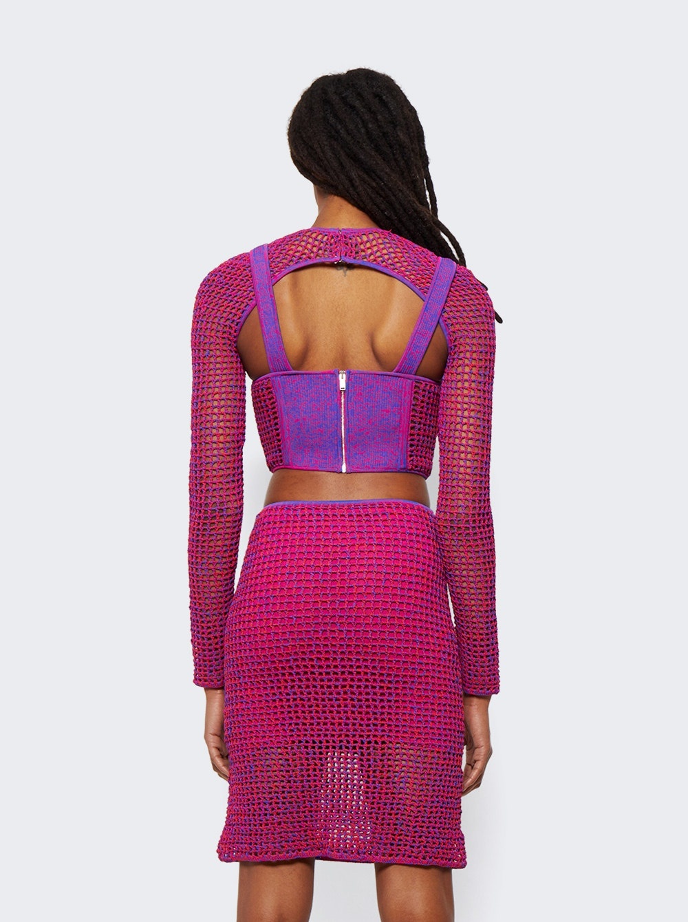 Stirrup Crochet Mini Dress Fuschia - 5