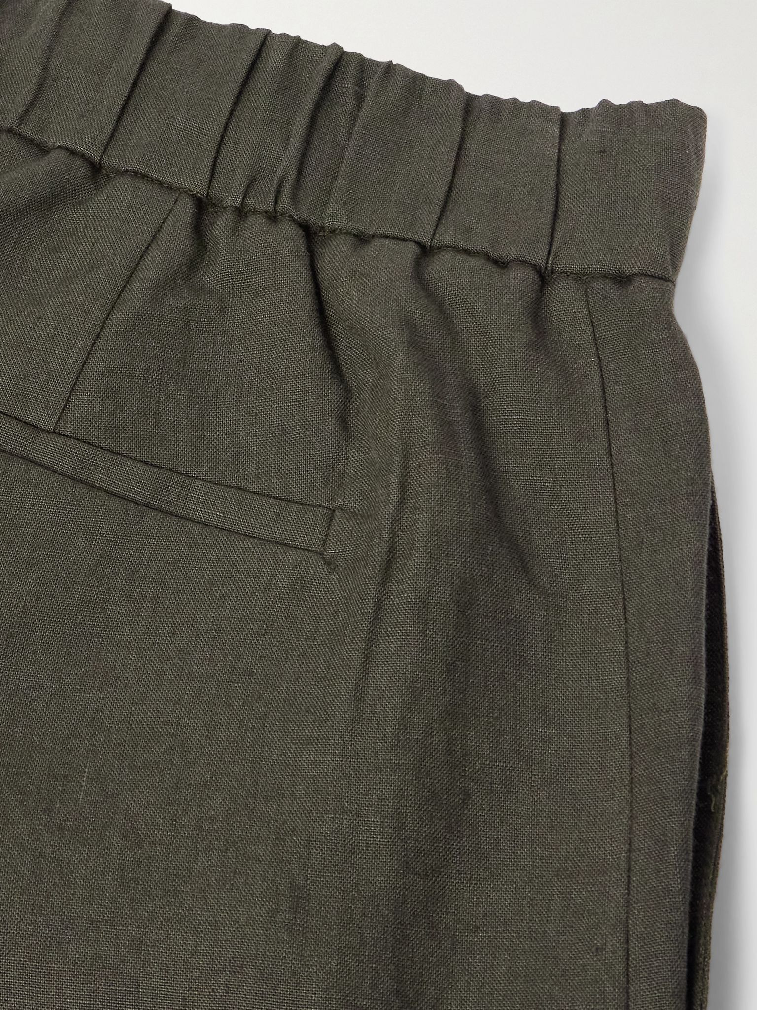 Lounge Straight-Leg Linen Drawstring Shorts Green - 4