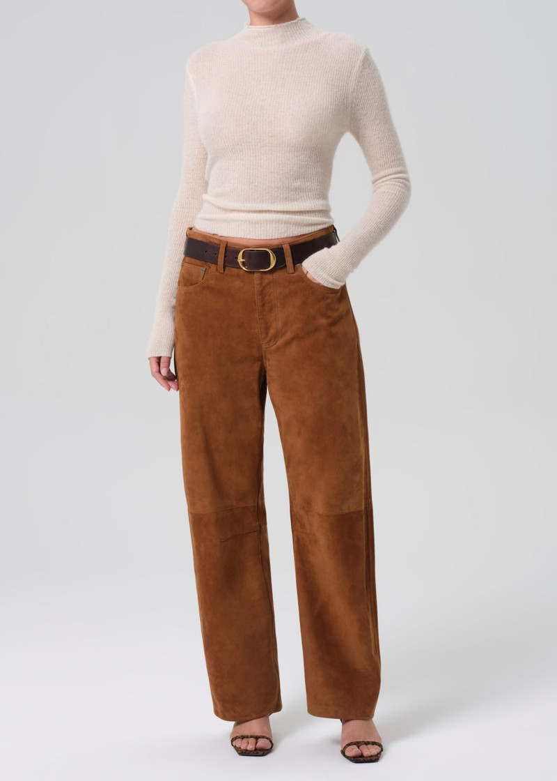 Miro Relaxed Suede Pant In Toasted Caramel - 1
