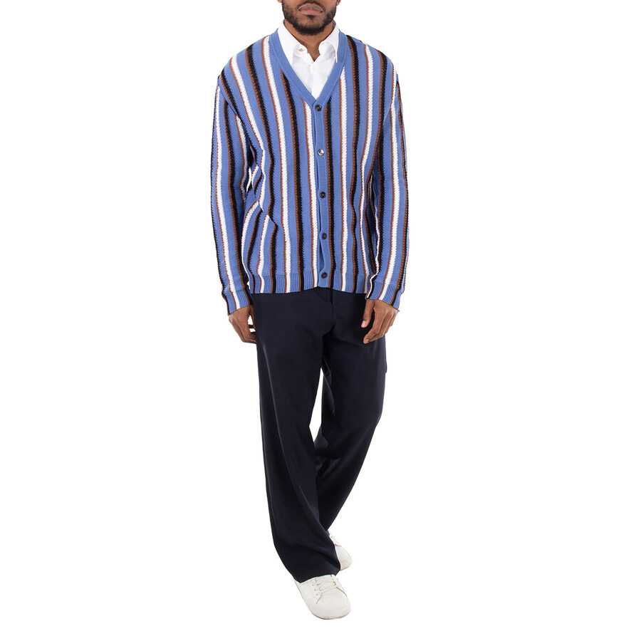 Marni V-Neck Stripe-Pattern Cotton Cardigan - 4
