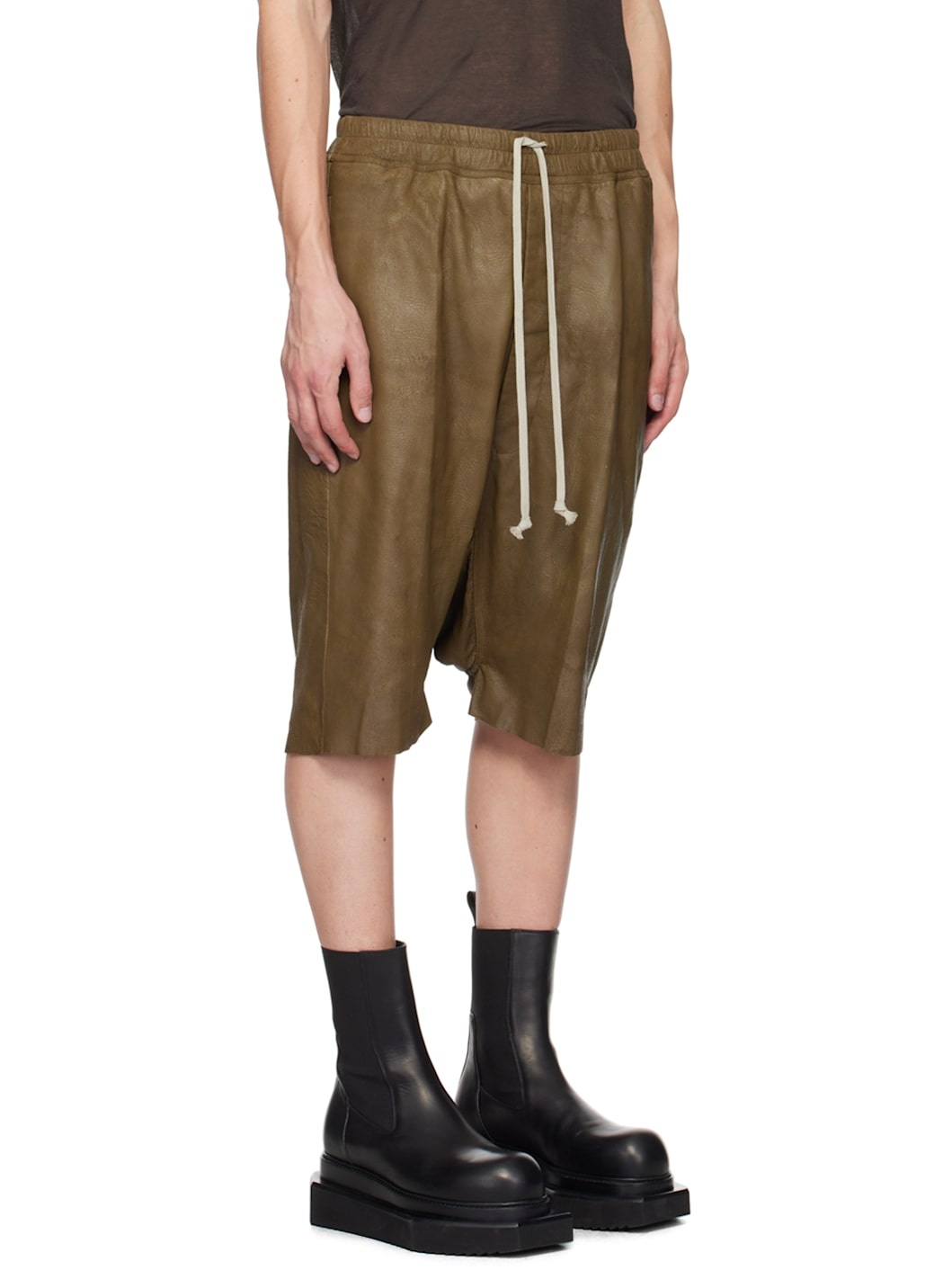 Brown Megablister Leather Shorts - 2