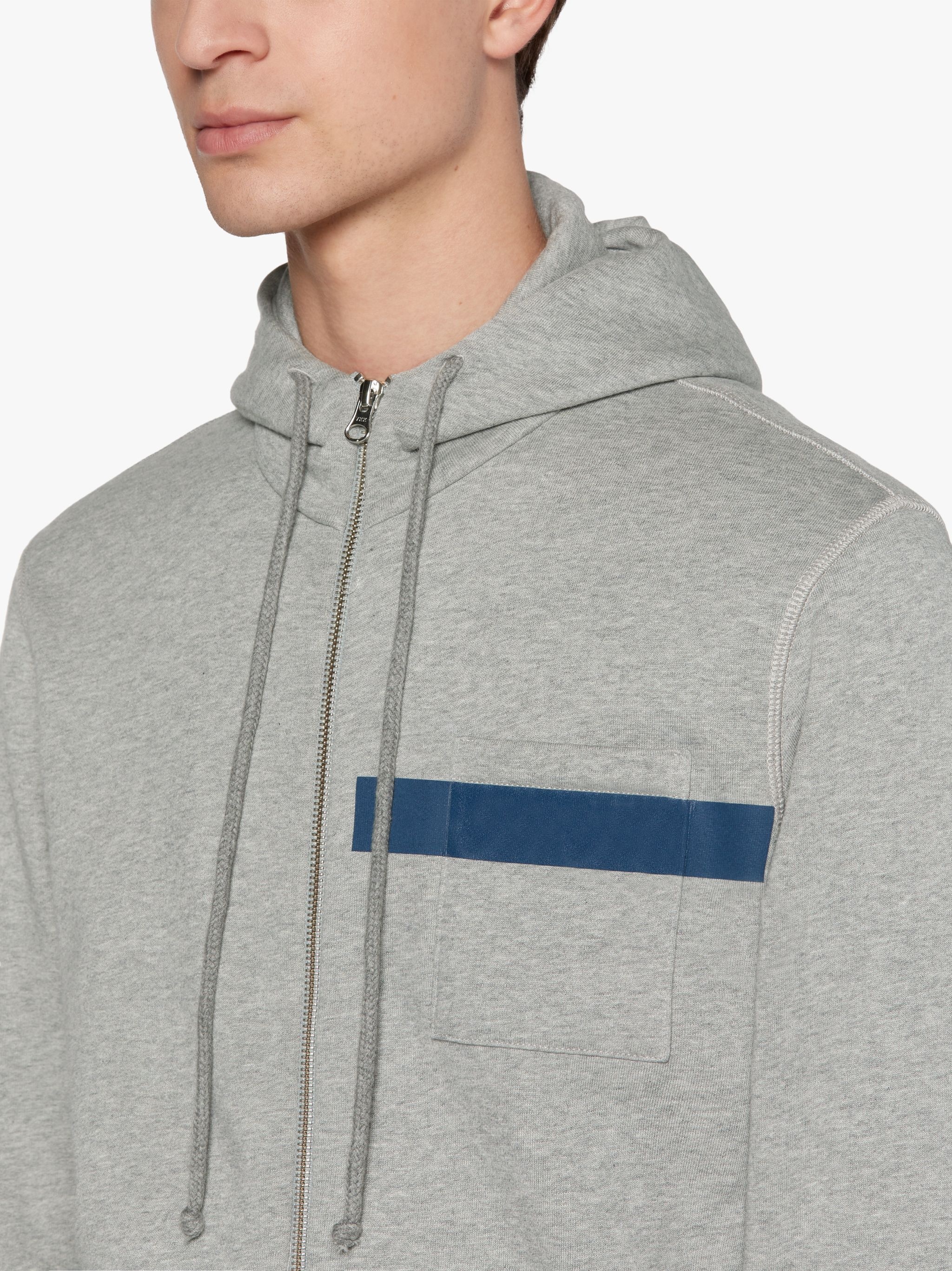 GREY X NAVY COTTON HOODED SWEATSHIRT | GJM-208 - 5