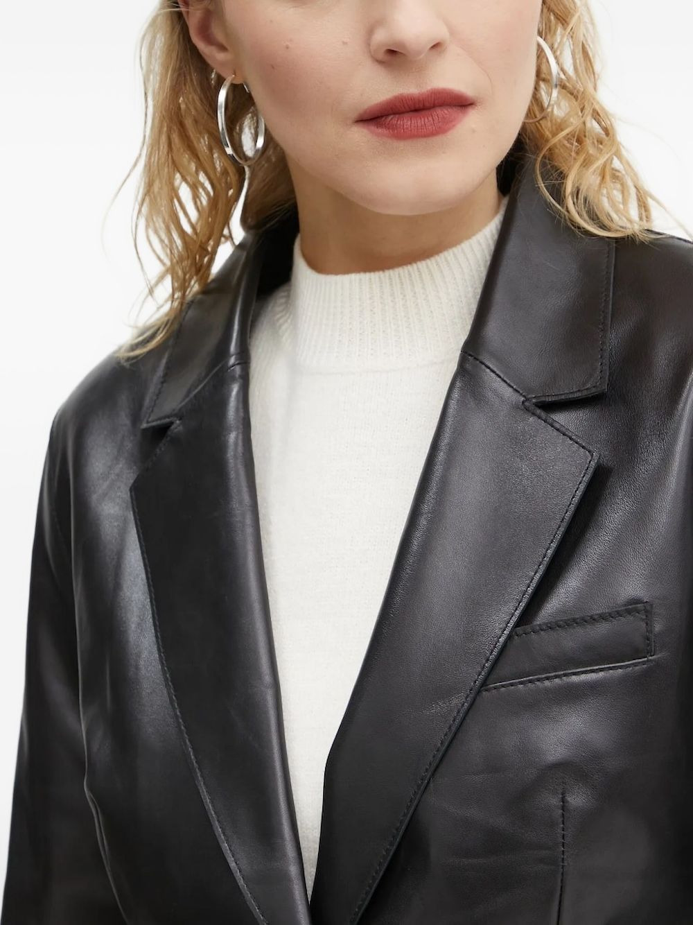 leather fitted blazer - 3