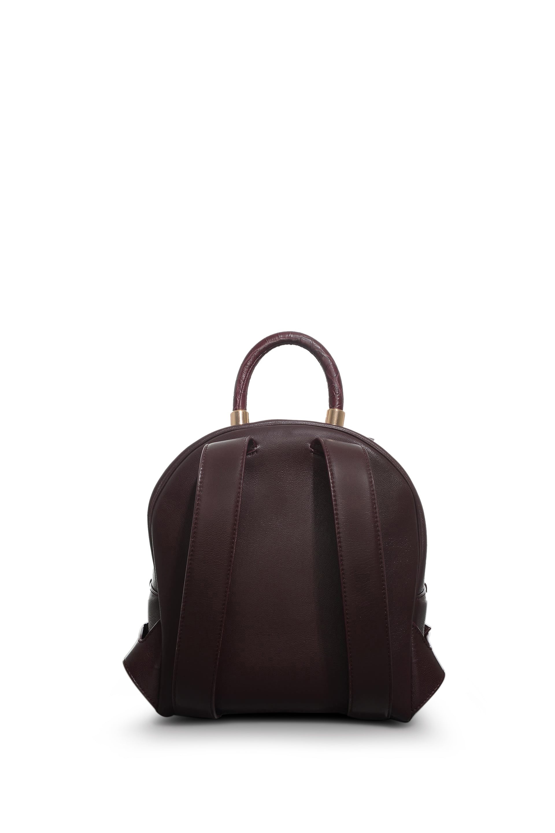 Mini Billie Backpack in Bordeaux Nappa Leather with Crocodile Leather Handle - 3