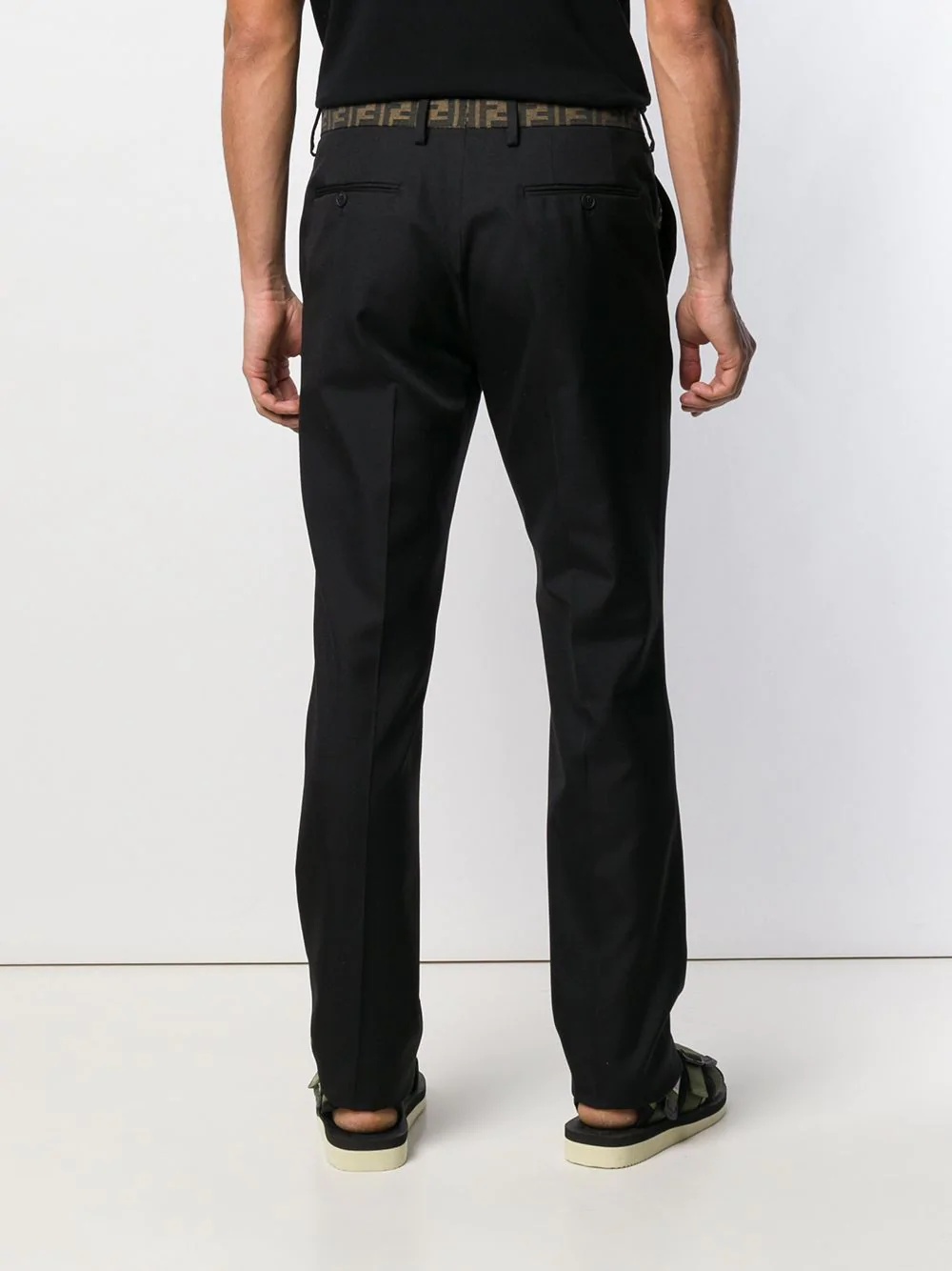 monogram waistband tailored trousers - 4