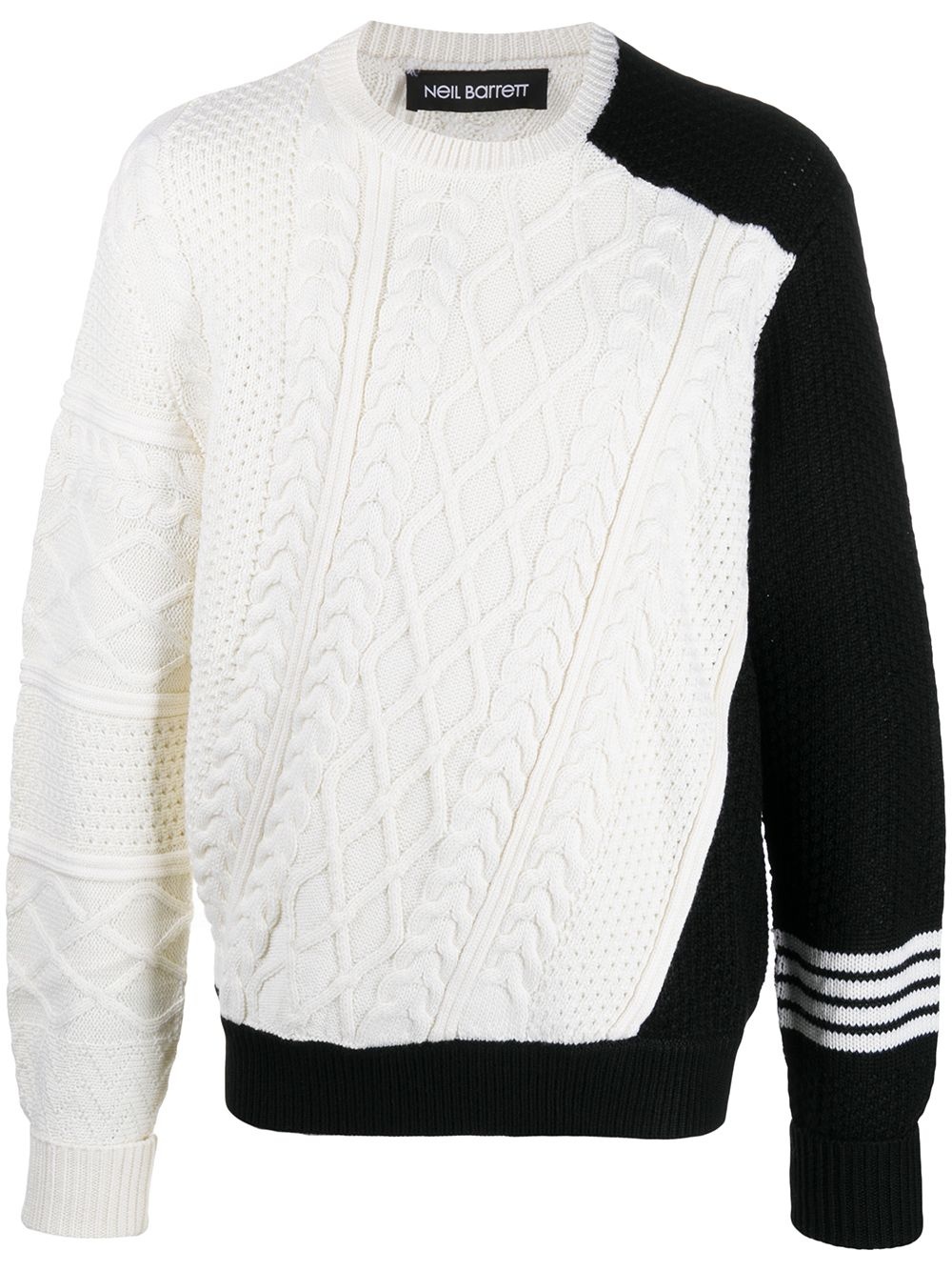 contrast sleeve multi-knit jumper - 1