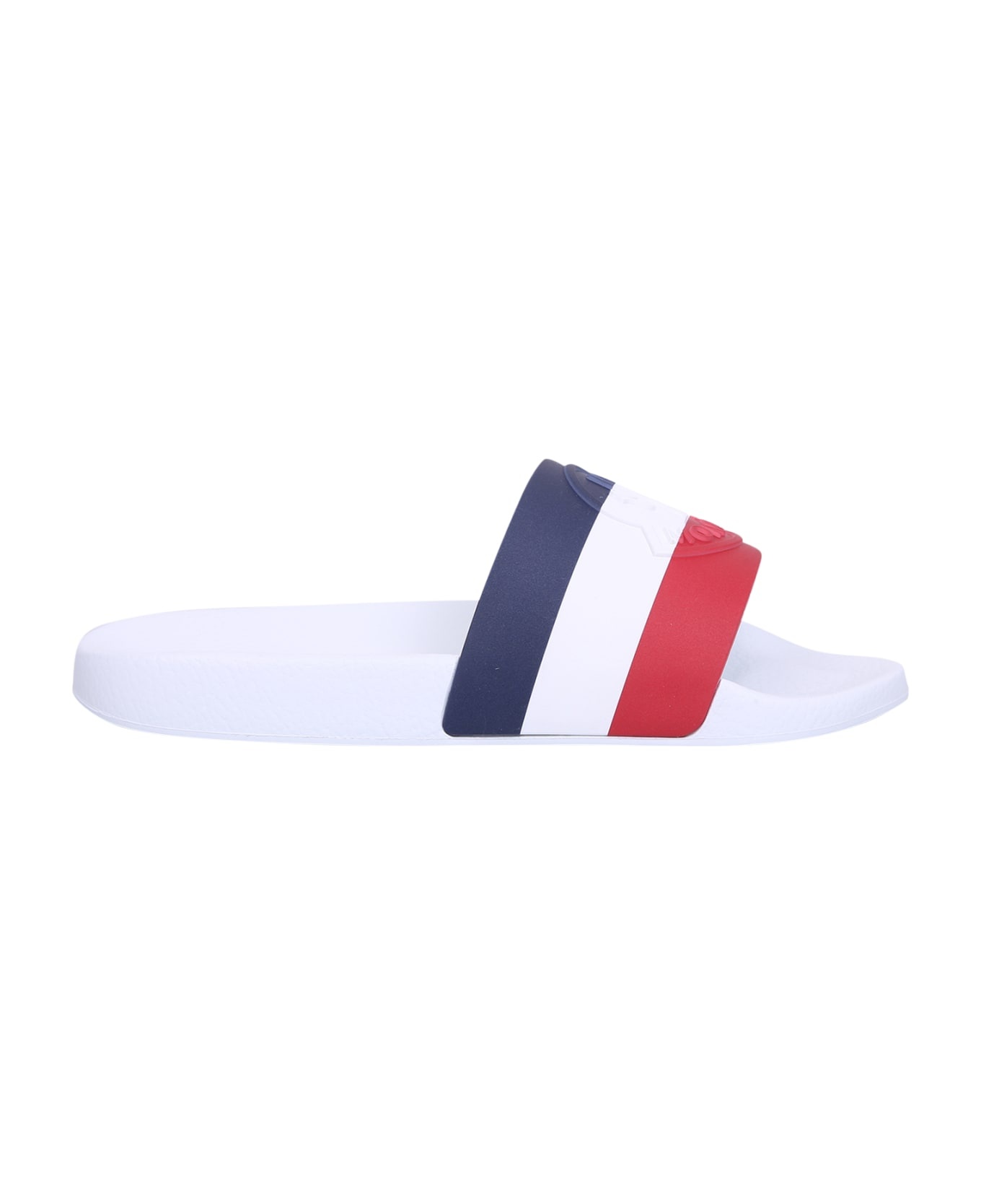 Striped Embossed-logo Slides - 1