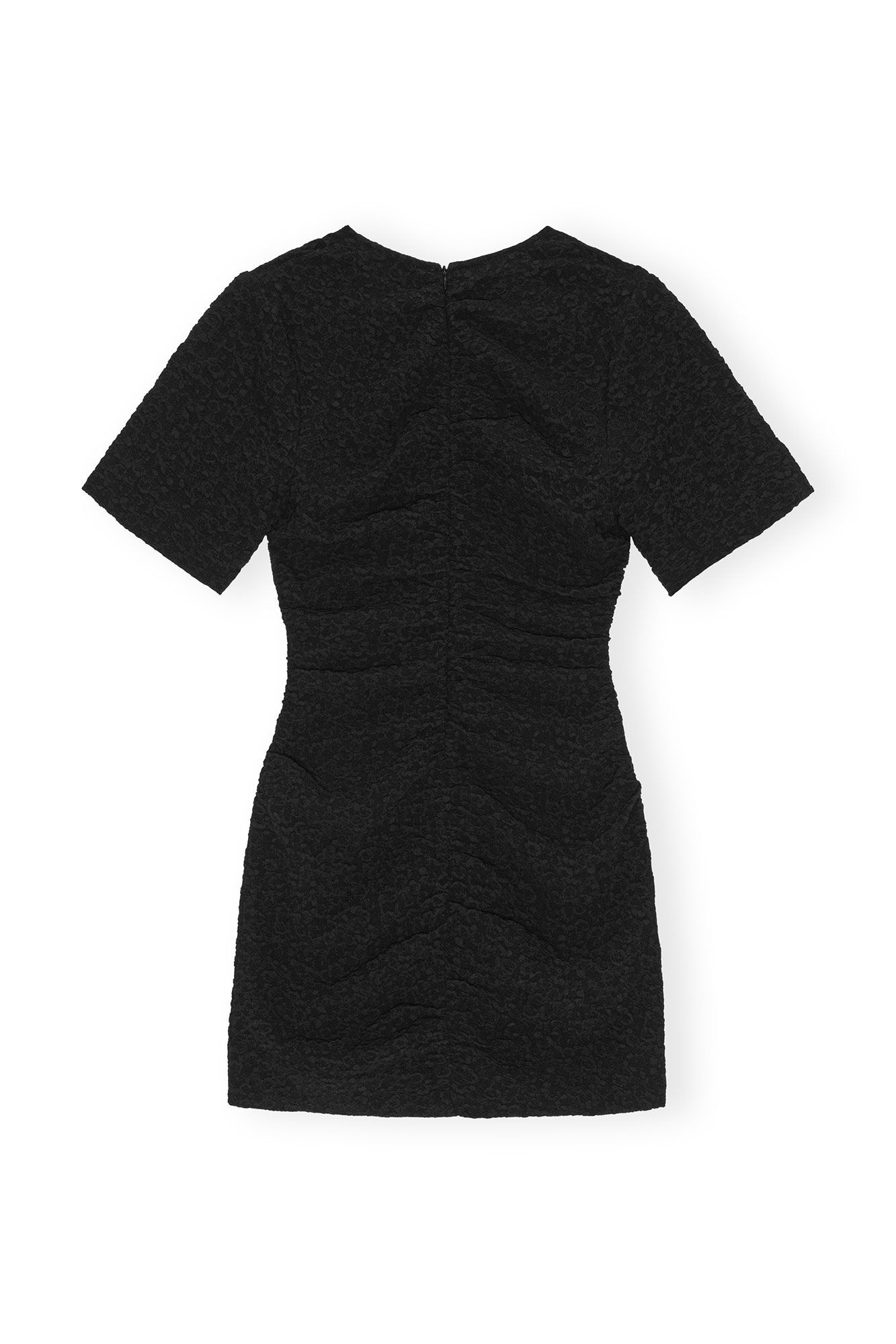 BLACK TEXTURED SUITING MINI DRESS - 1