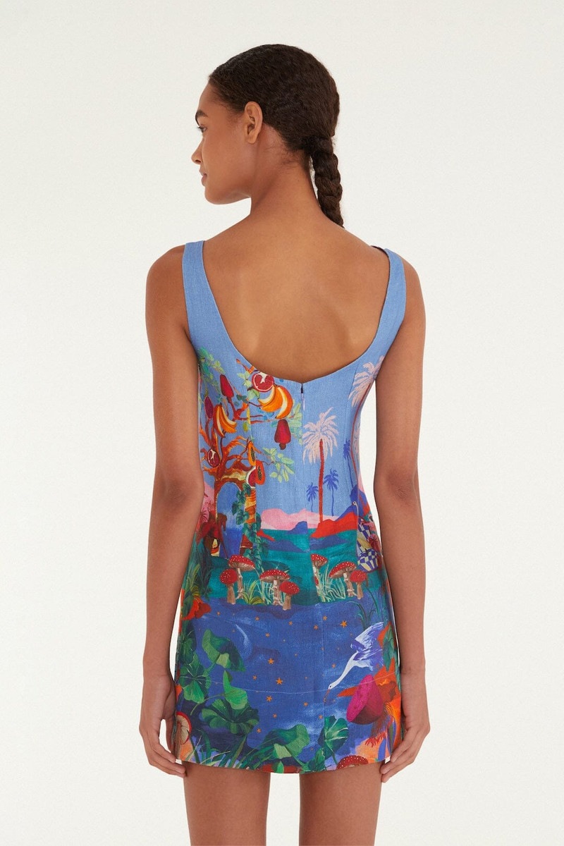 Multicolor Dream Landscape Euroflax Premium Linen Mini Dress 3