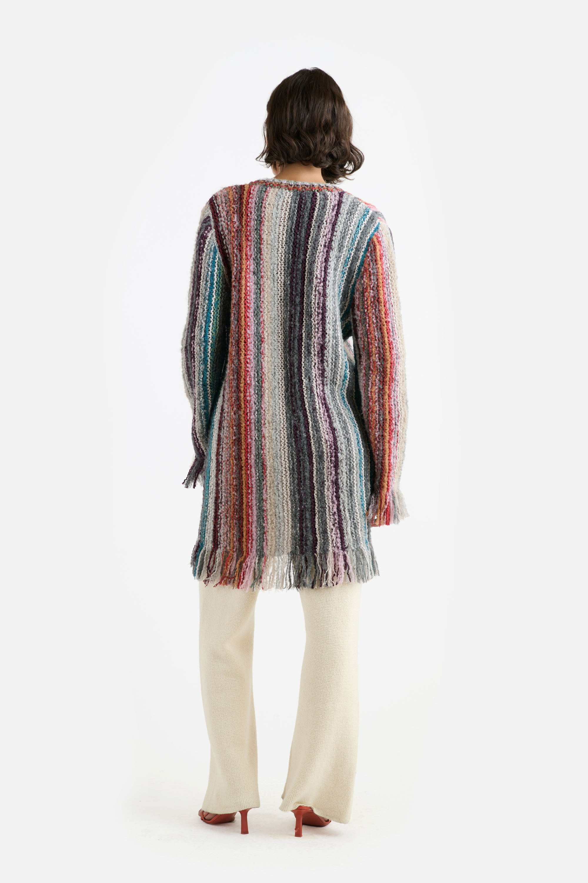 MIXED FRINGE WOMEN'S CARDIGAN - 3