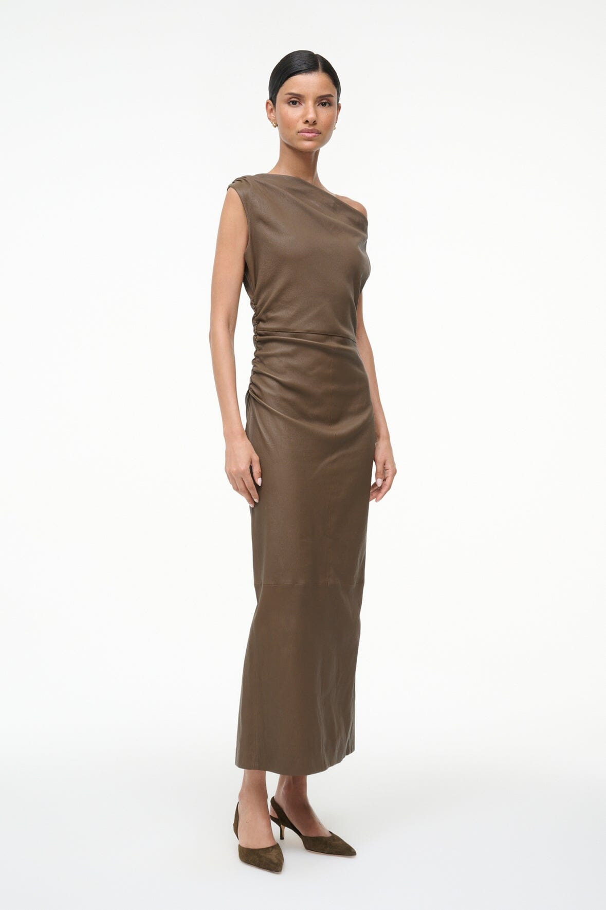 STAUD PHARE LEATHER DRESS TRUFFLE - 4