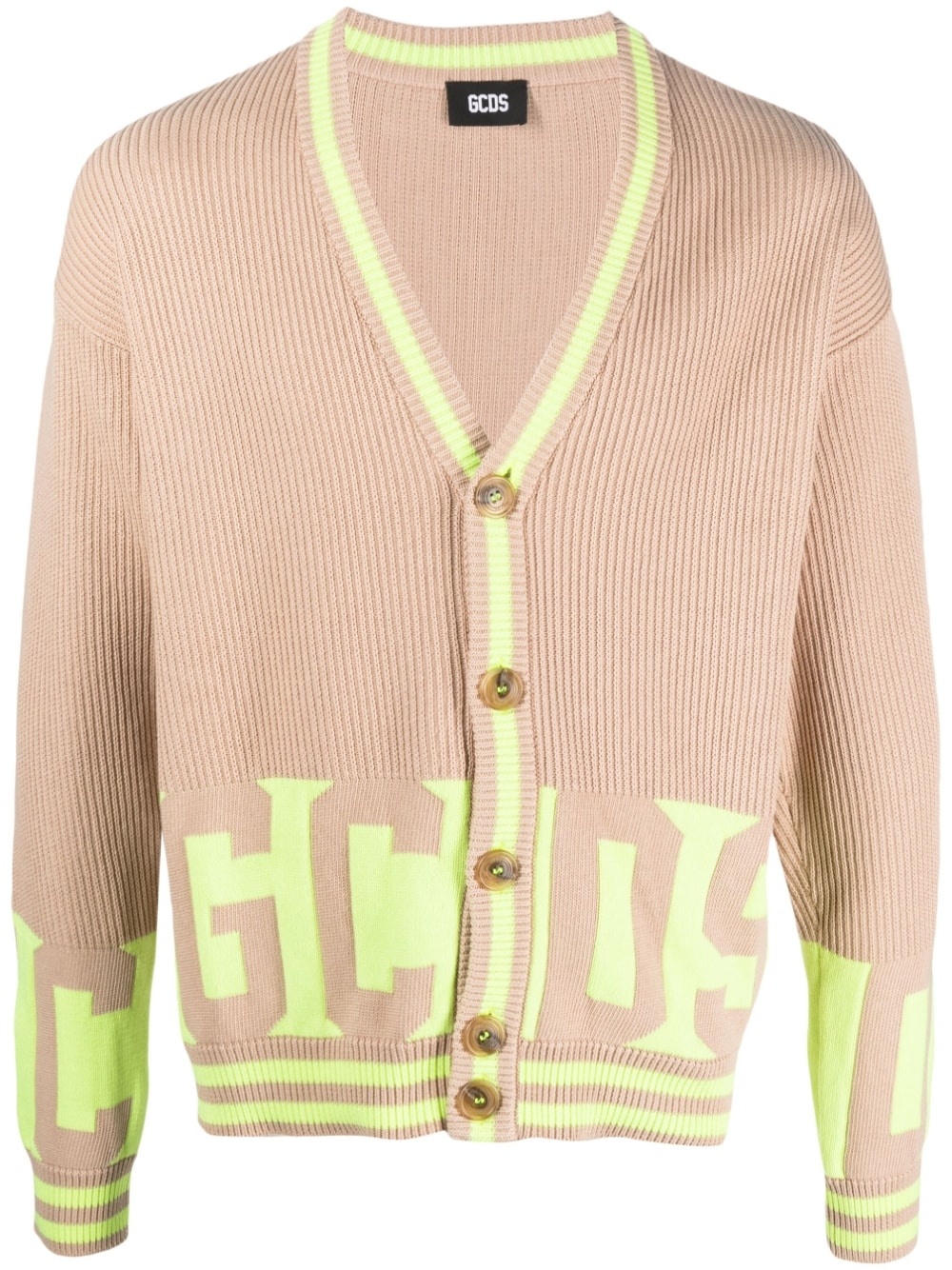 logo-band ribbed-knit cardigan - 1