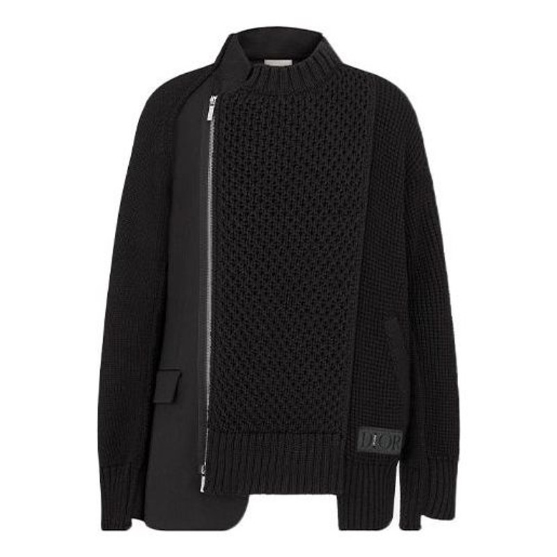 Men's DIOR x Sacai Crossover FW21 Knit Jacket Black 213M439AT453-C989 1