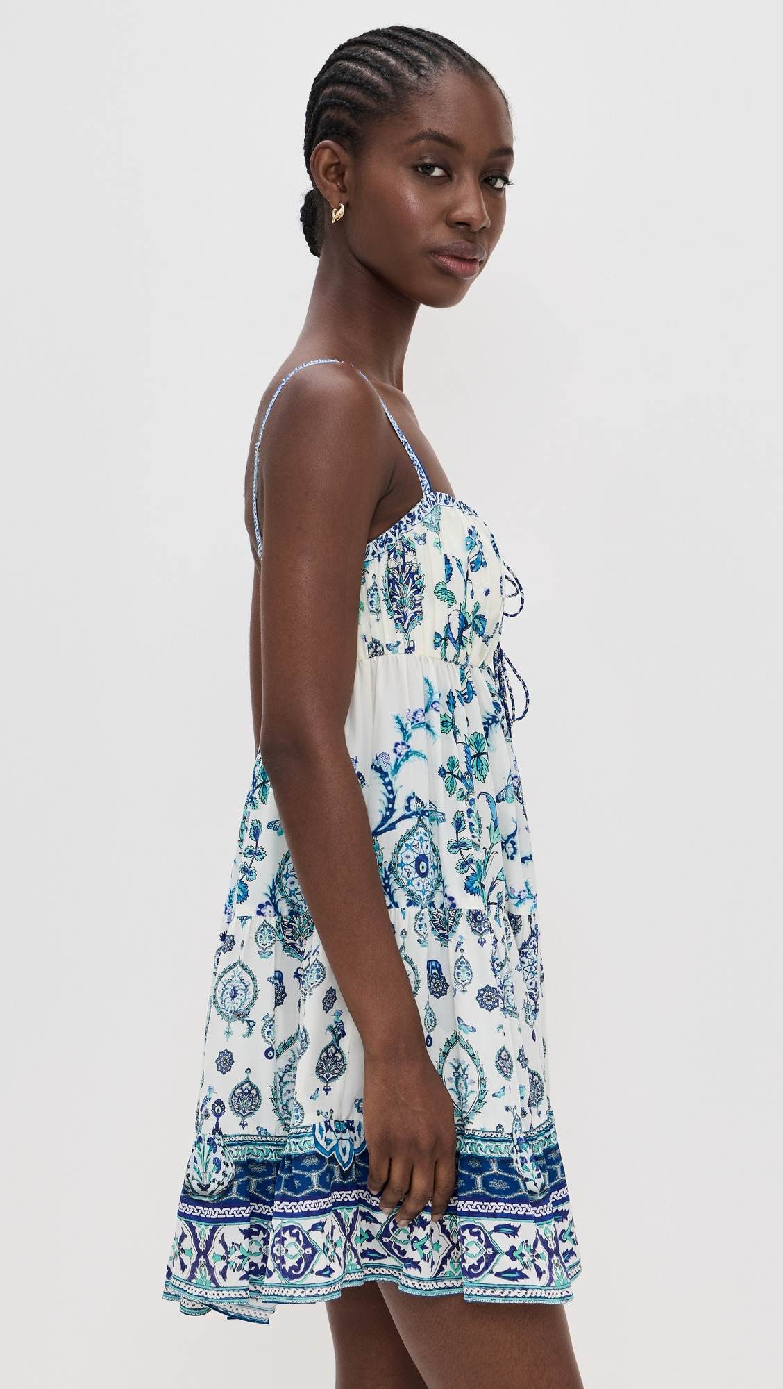 Gathered Bust Tiered Mini Dress - 3