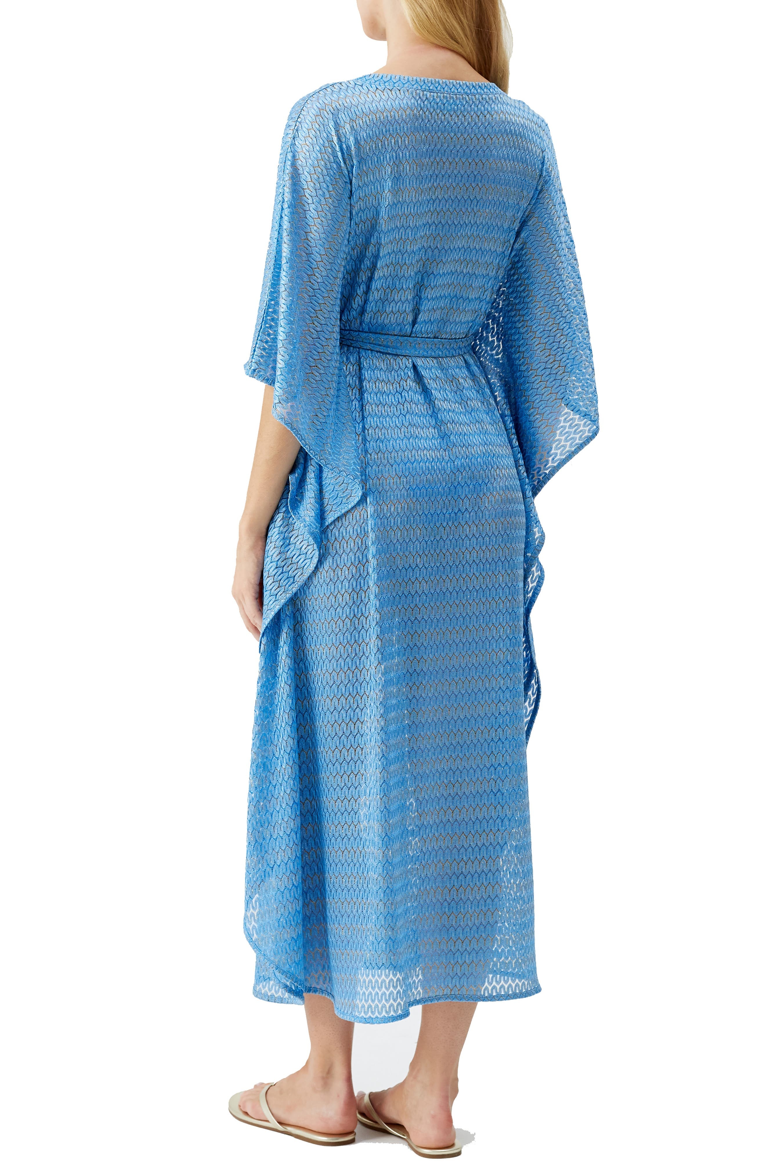 Melissa Odabash June Mixed Stitch Tie Waist Cover-Up Maxi Dress in Ocean at Nordstrom - 2