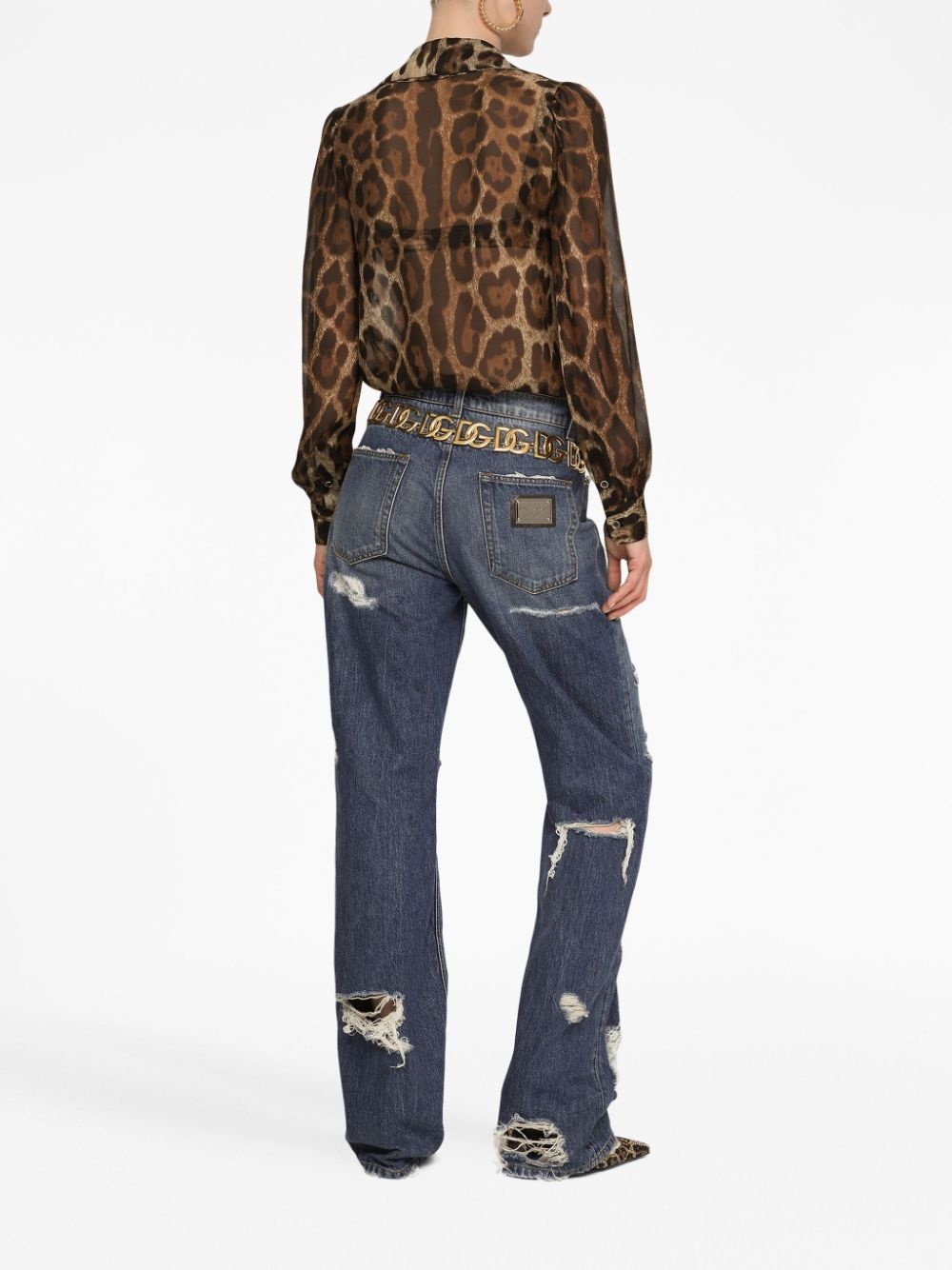 distressed-effect straight-leg jeans - 4
