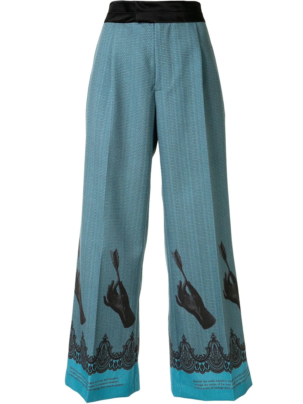 leg-print flared trousers - 1