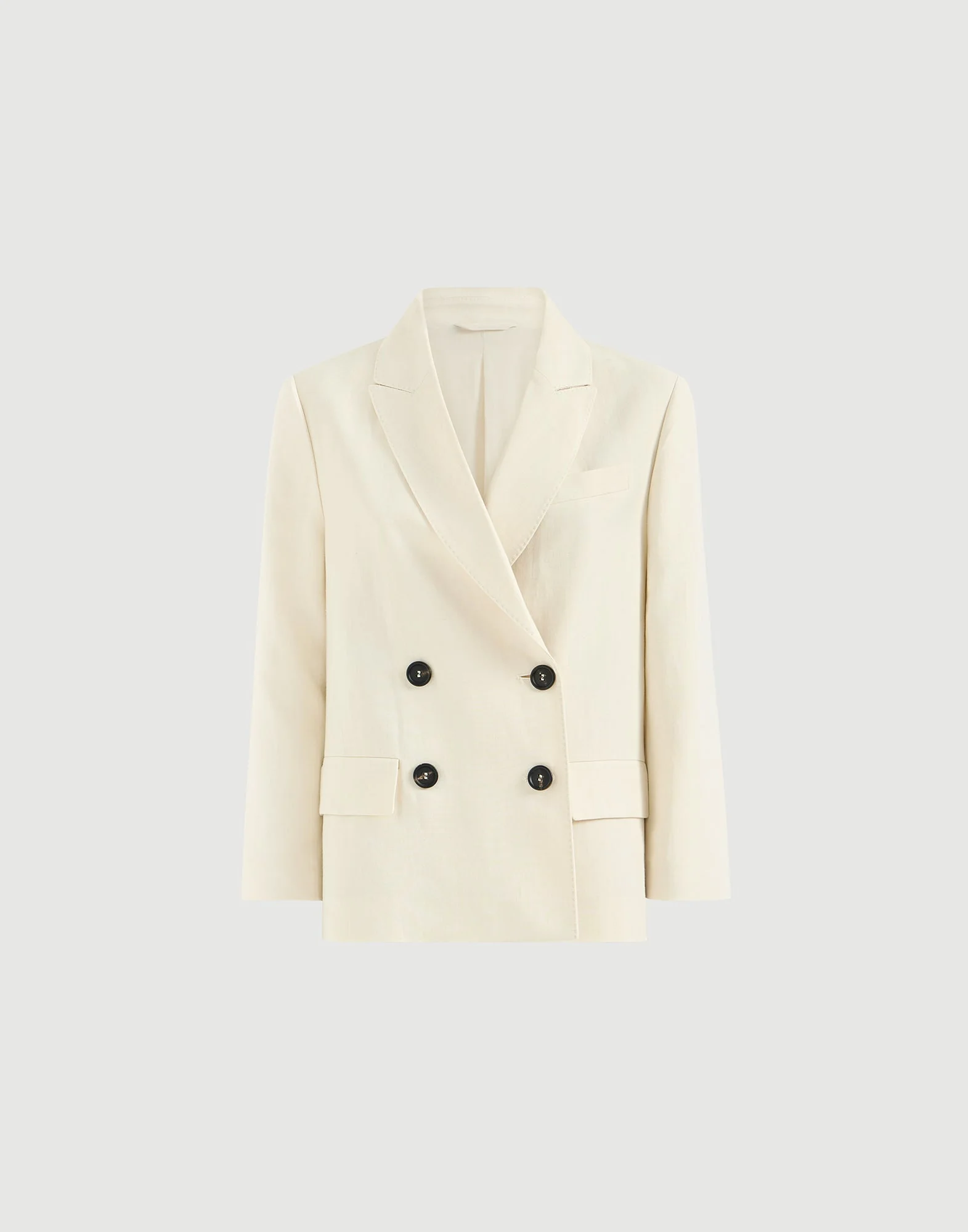 Viscose and linen fluid twill blazer with monili - 1
