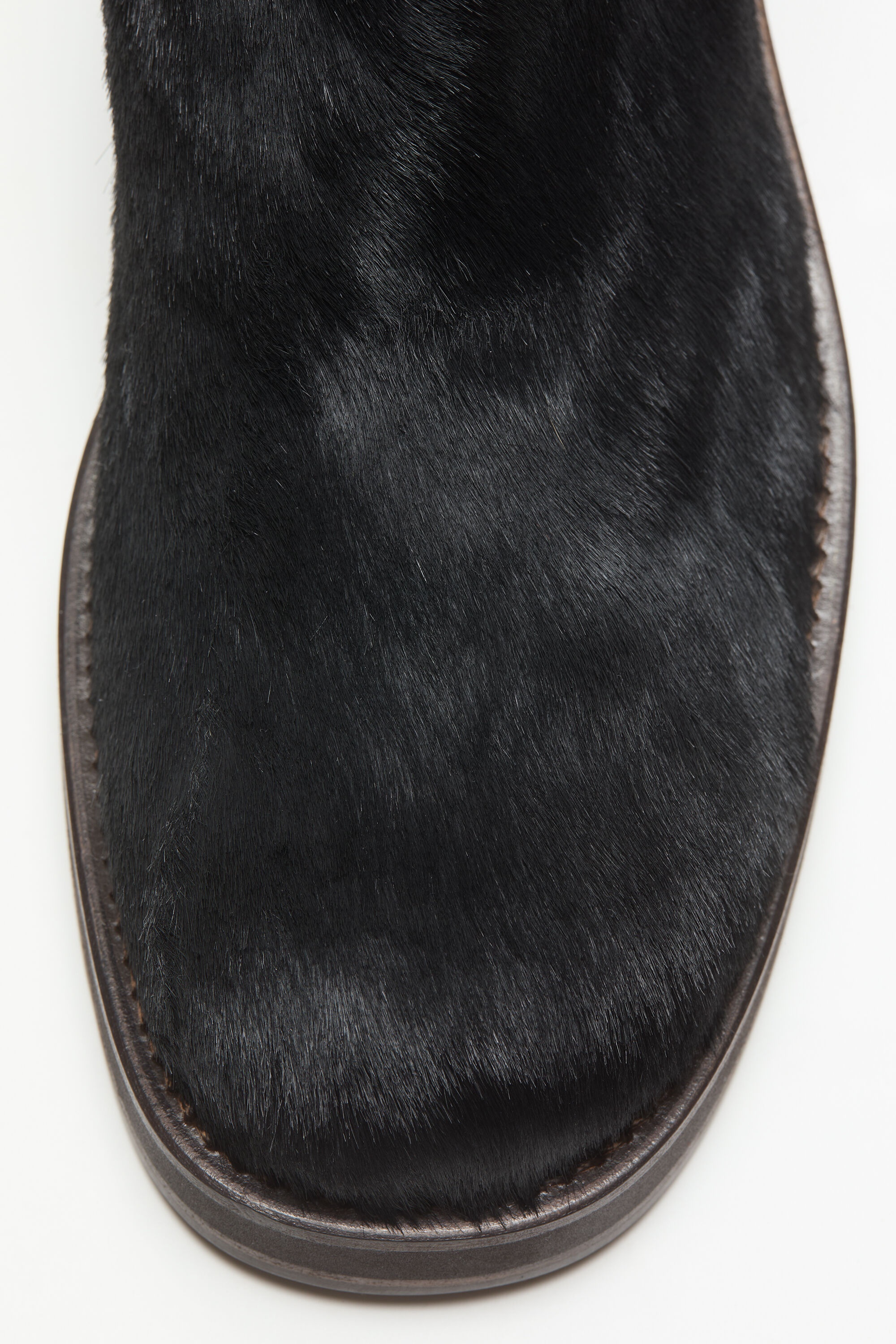 Furry leather boot - Black - 5