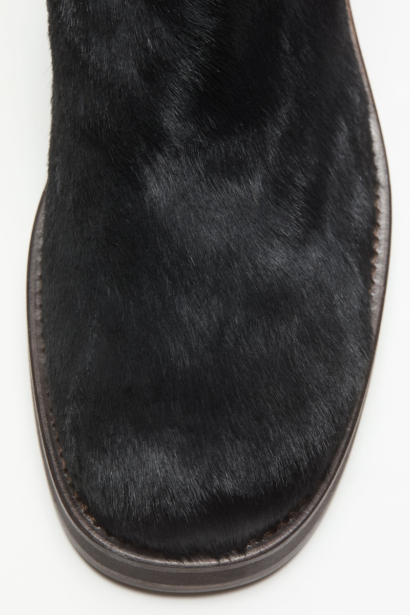 Furry leather boot - Black 5