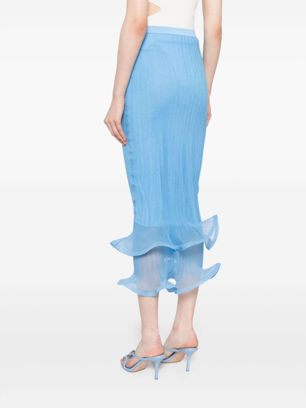 ruffle-hem plissÃ© pencil skirt - 8