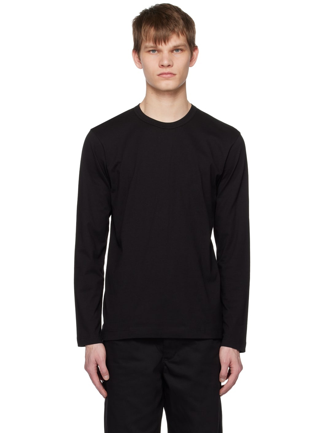 Black Crewneck Long Sleeve T-Shirt - 1