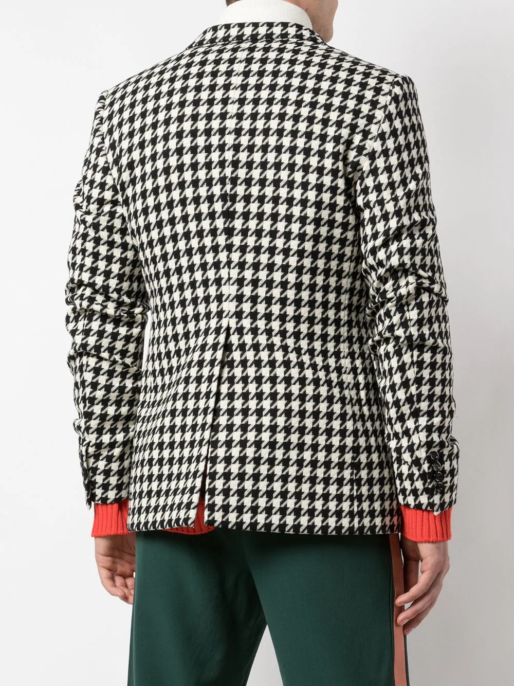 Houndstooth ruched-sleeve blazer - 4