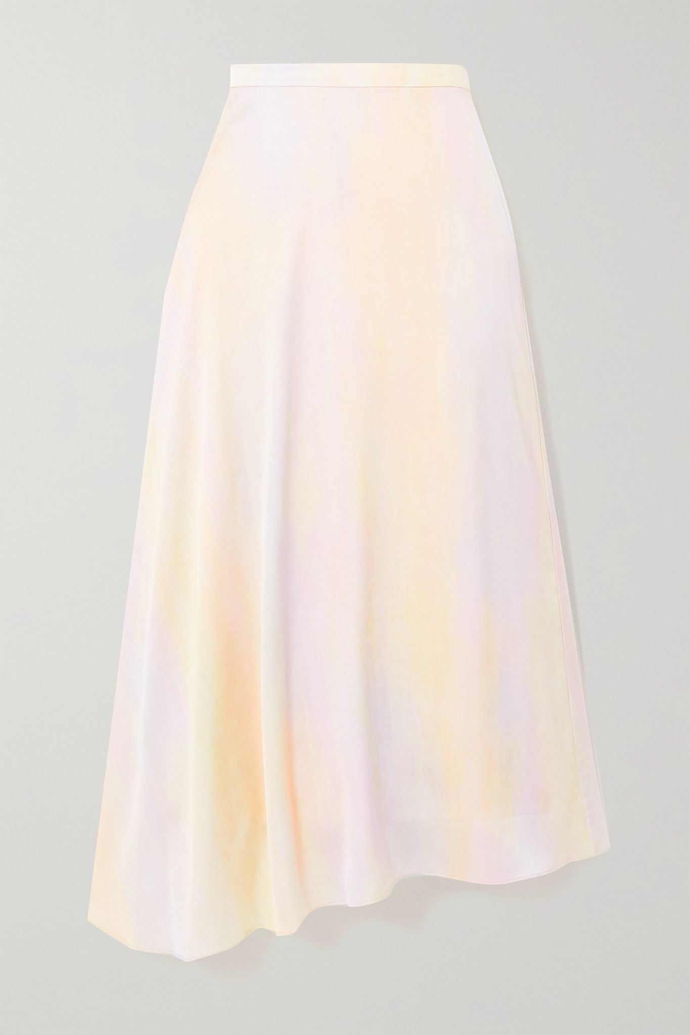 Asymmetric printed satin midi skirt - 1