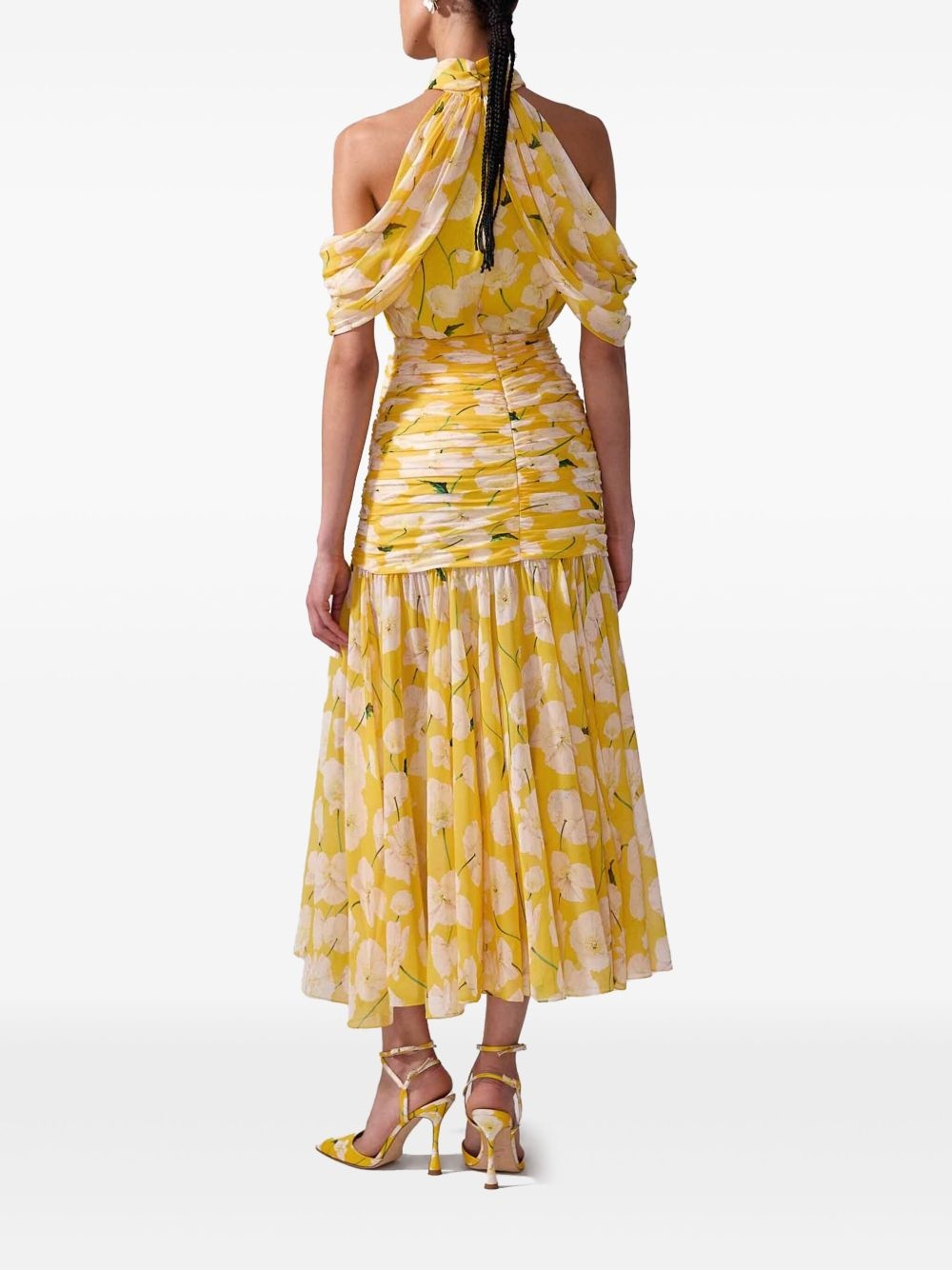 floral-print chiffon midi skirt - 3
