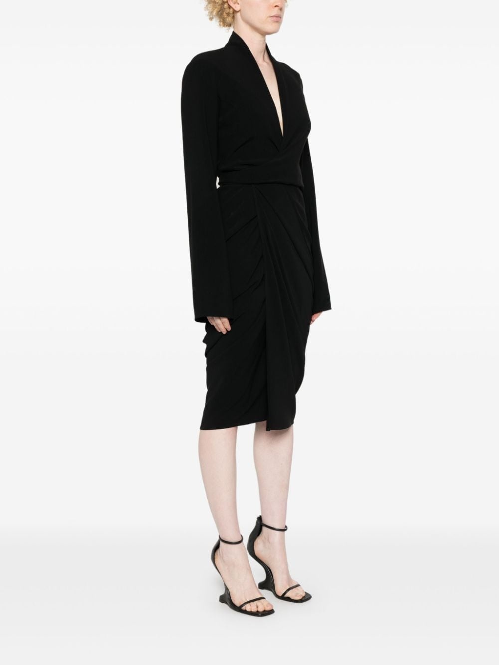 tie-fastening crepe wrap dress - 3