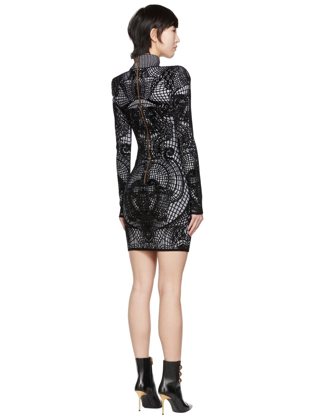 Black Graphic Minidress - 3