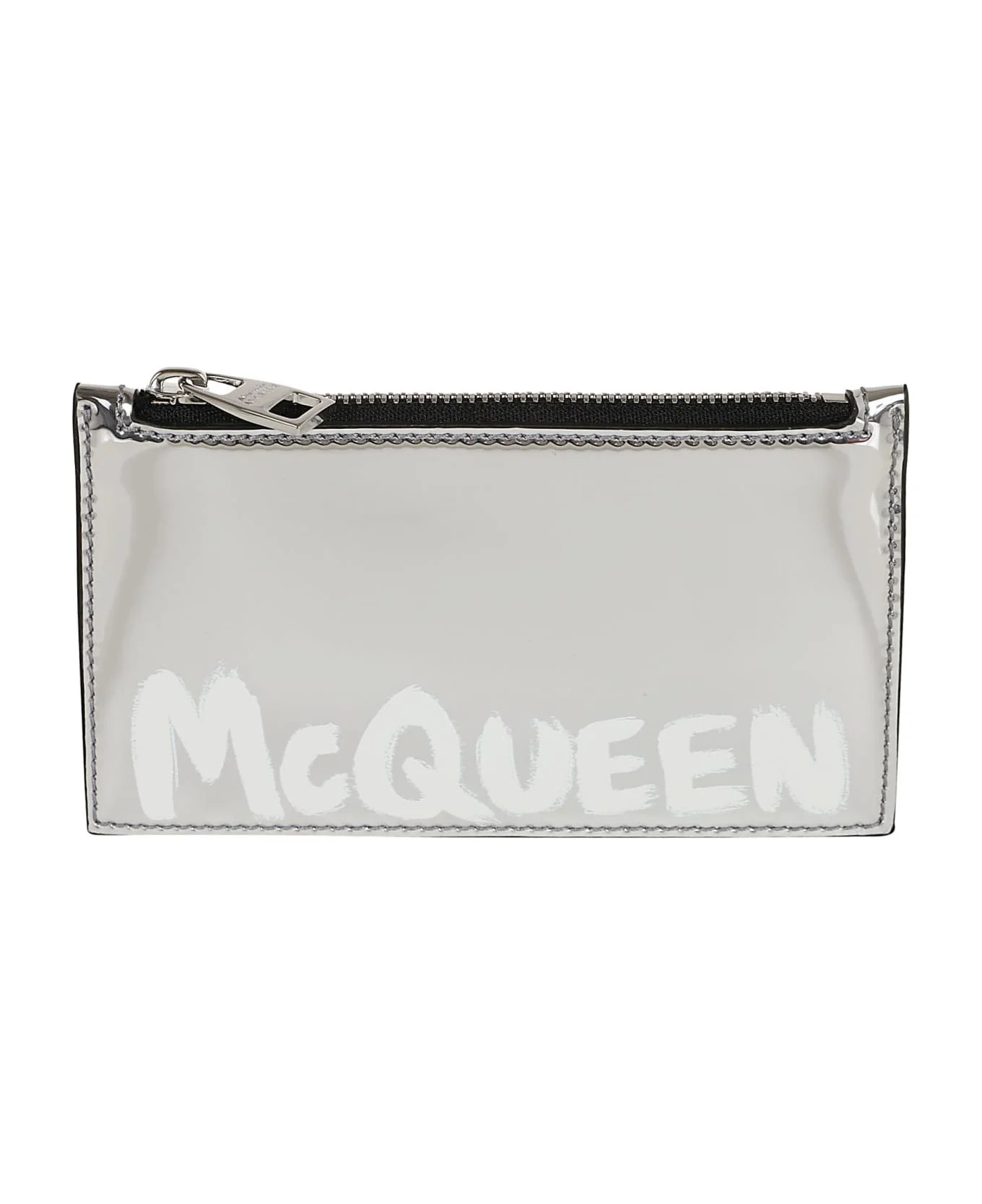 Silver Card-holder With Mcqueen Graffiti Logo In Laminated Leather Man - 1