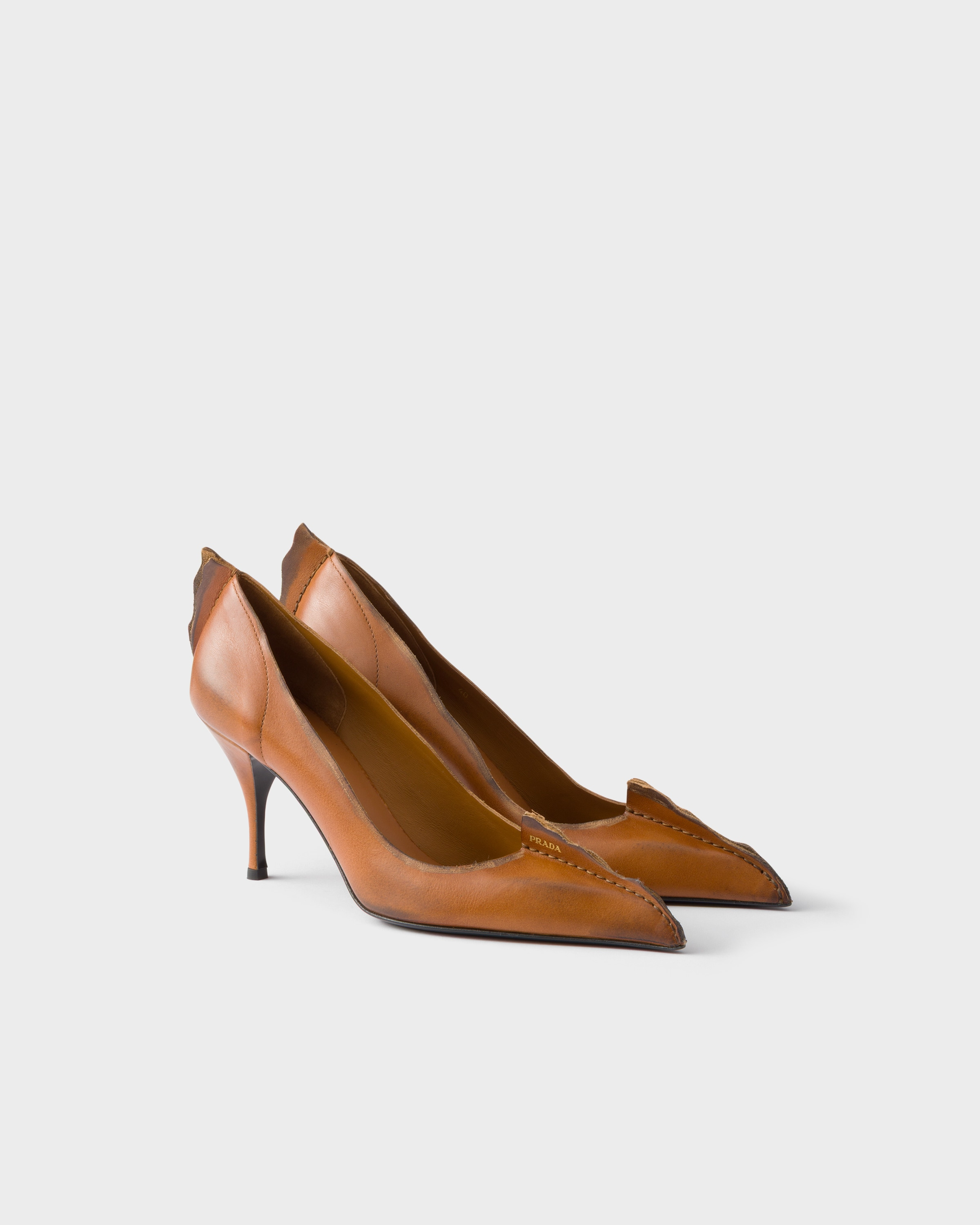 Antiqued leather pumps - 1