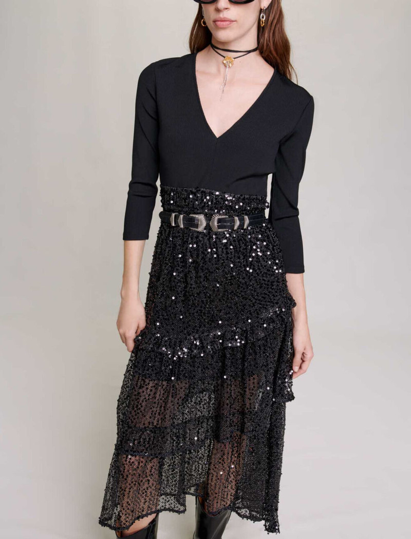 Sequin and mesh maxi dress 5