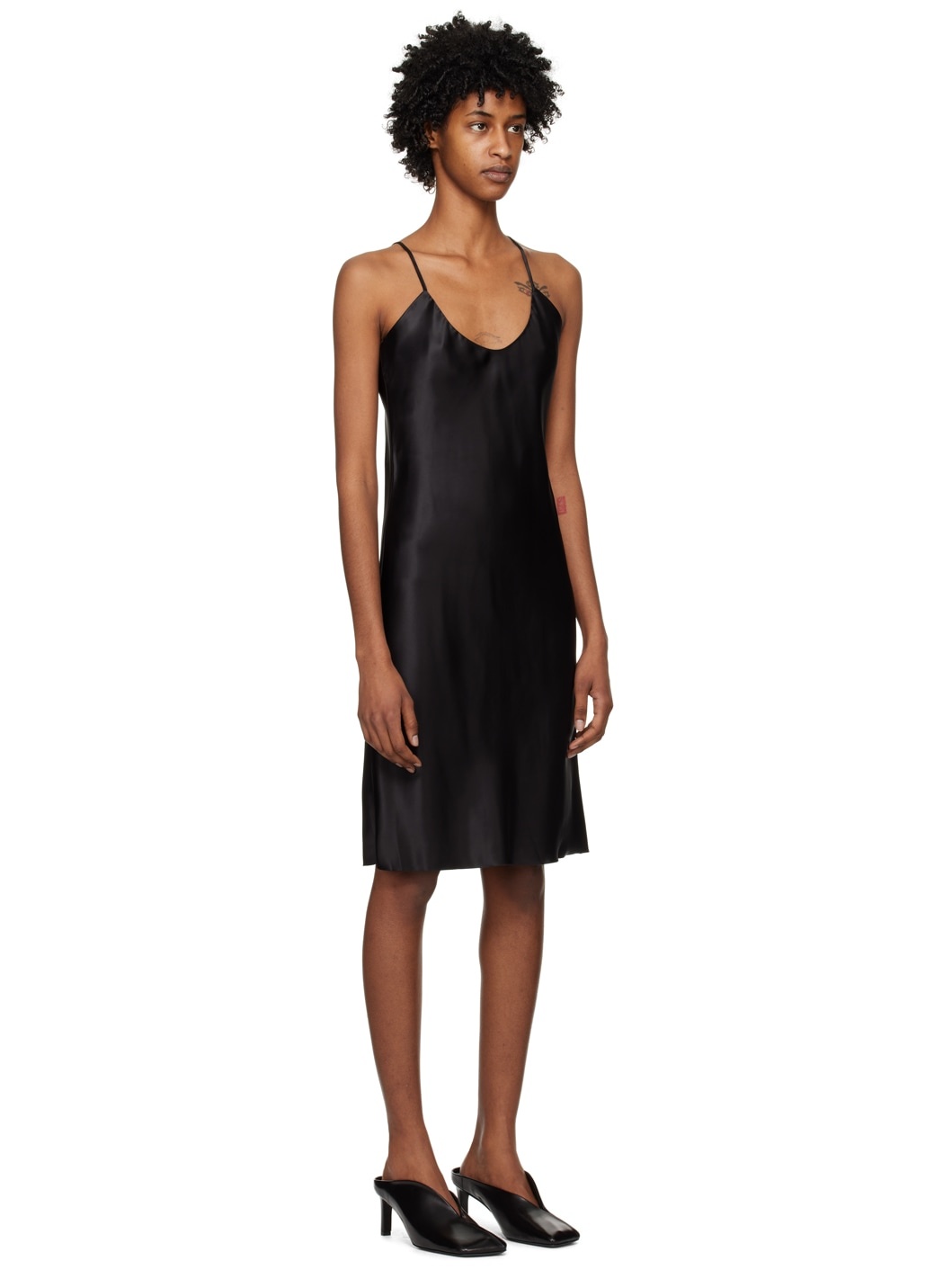 Black V-Neck Minidress - 2