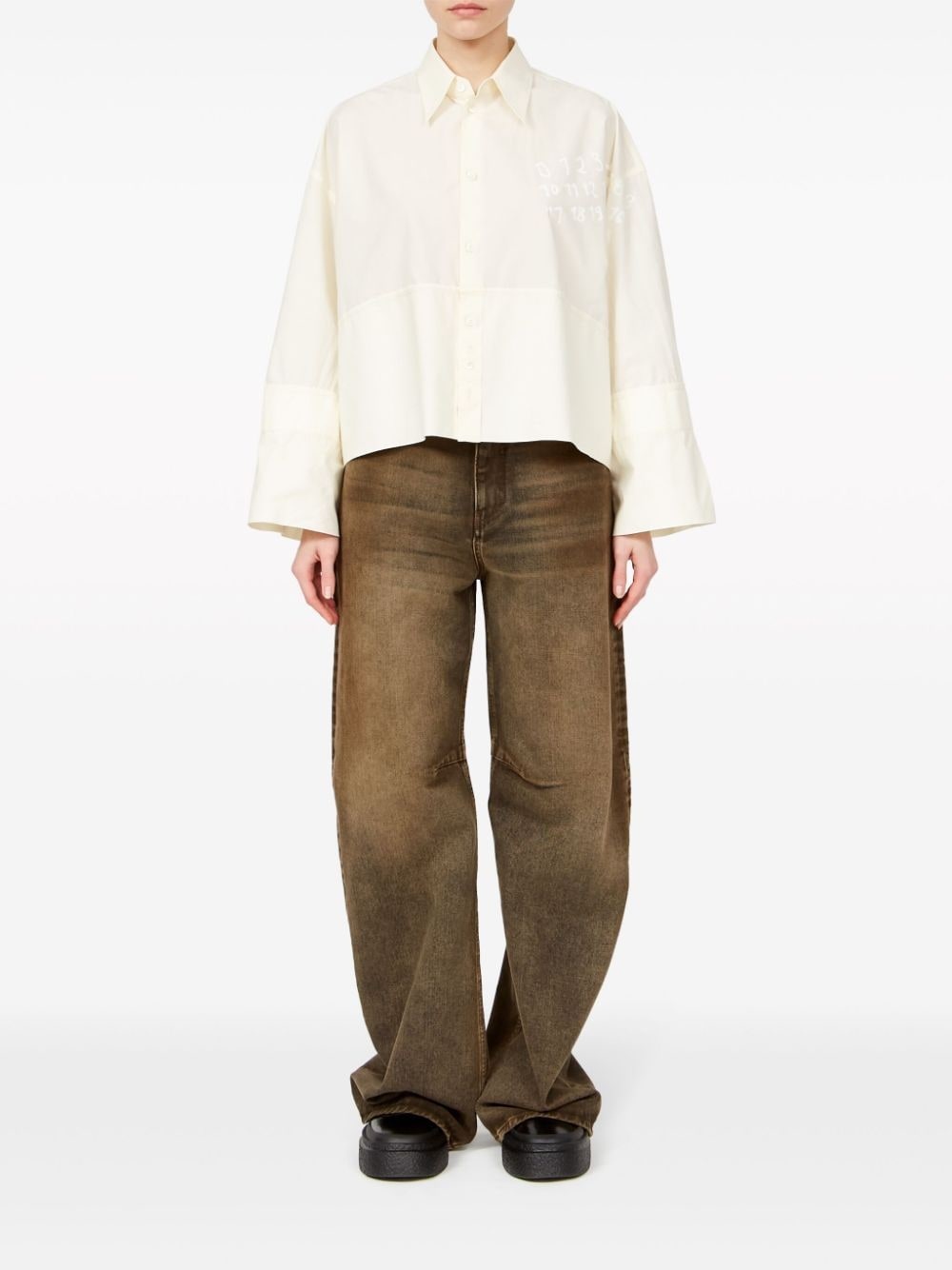logo-print poplin shirt - 2
