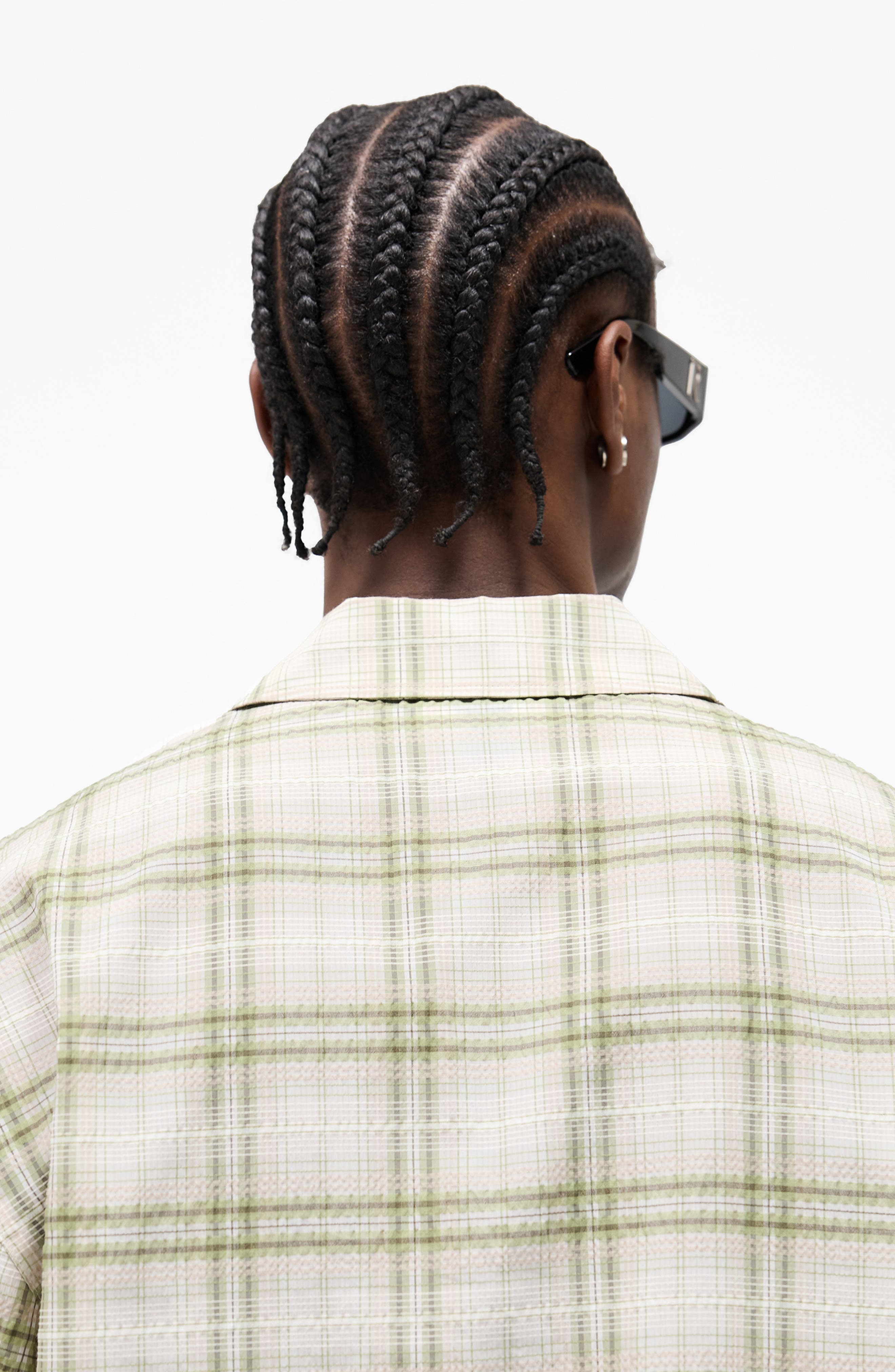 Represent Plaid Texture Sheer Flannel Button-Up Shirt in Green at Nordstrom - 6