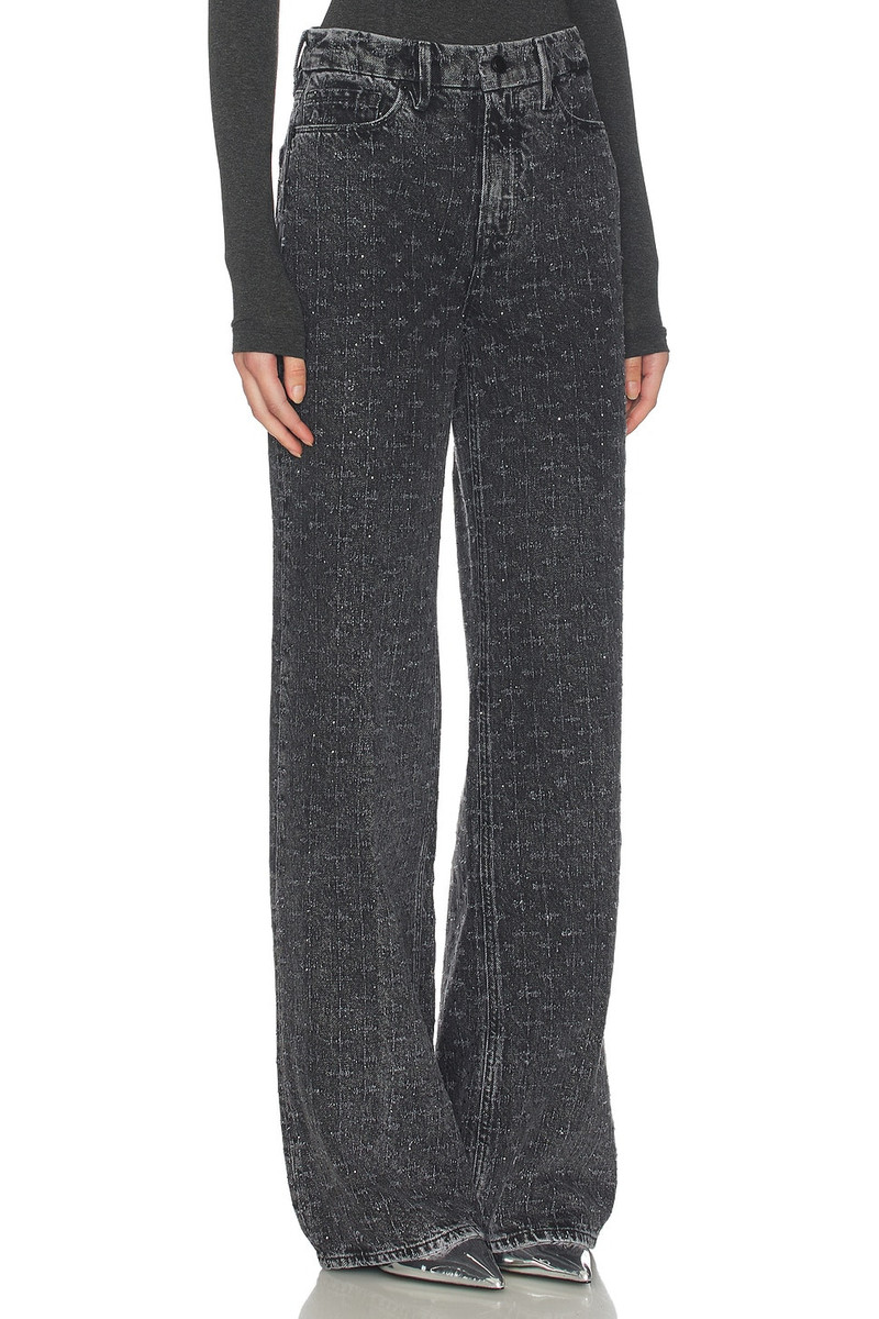 GOOD AMERICAN Good Skate Wide Leg Crystal Jeans outlook